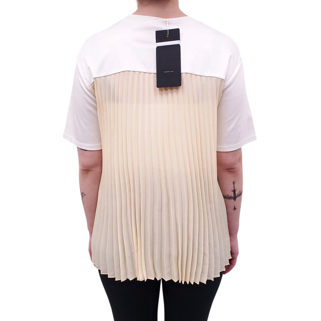 SPORTMAX WHITE T-SHIRT WITH EMBROIDERED FLORAL DETAIL - SIZE S