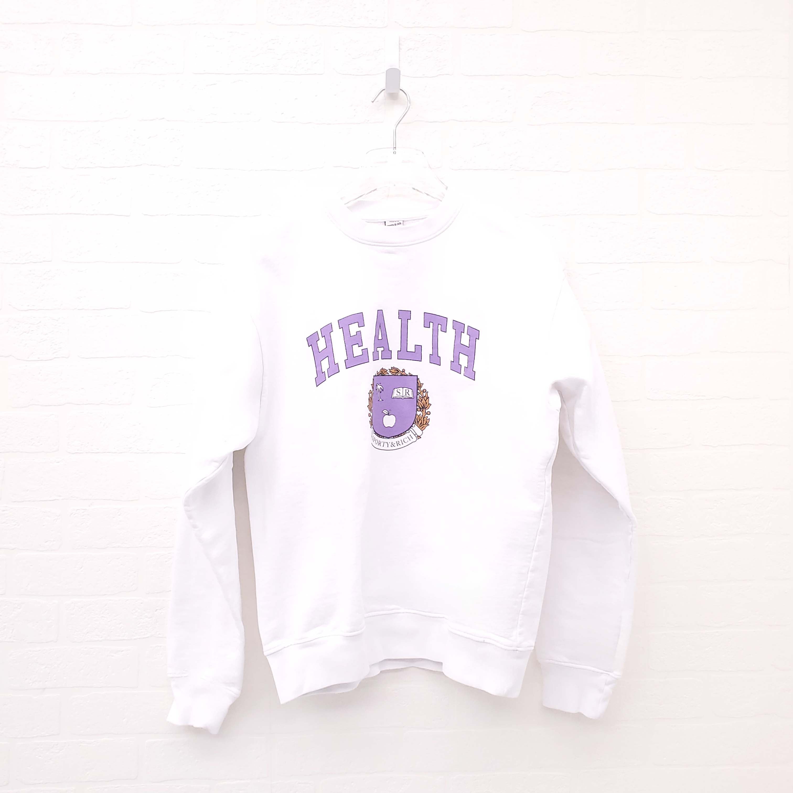 SPORTY & RICH WHITE GRAPHIC CREWNECK SWEATER - SIZE XS