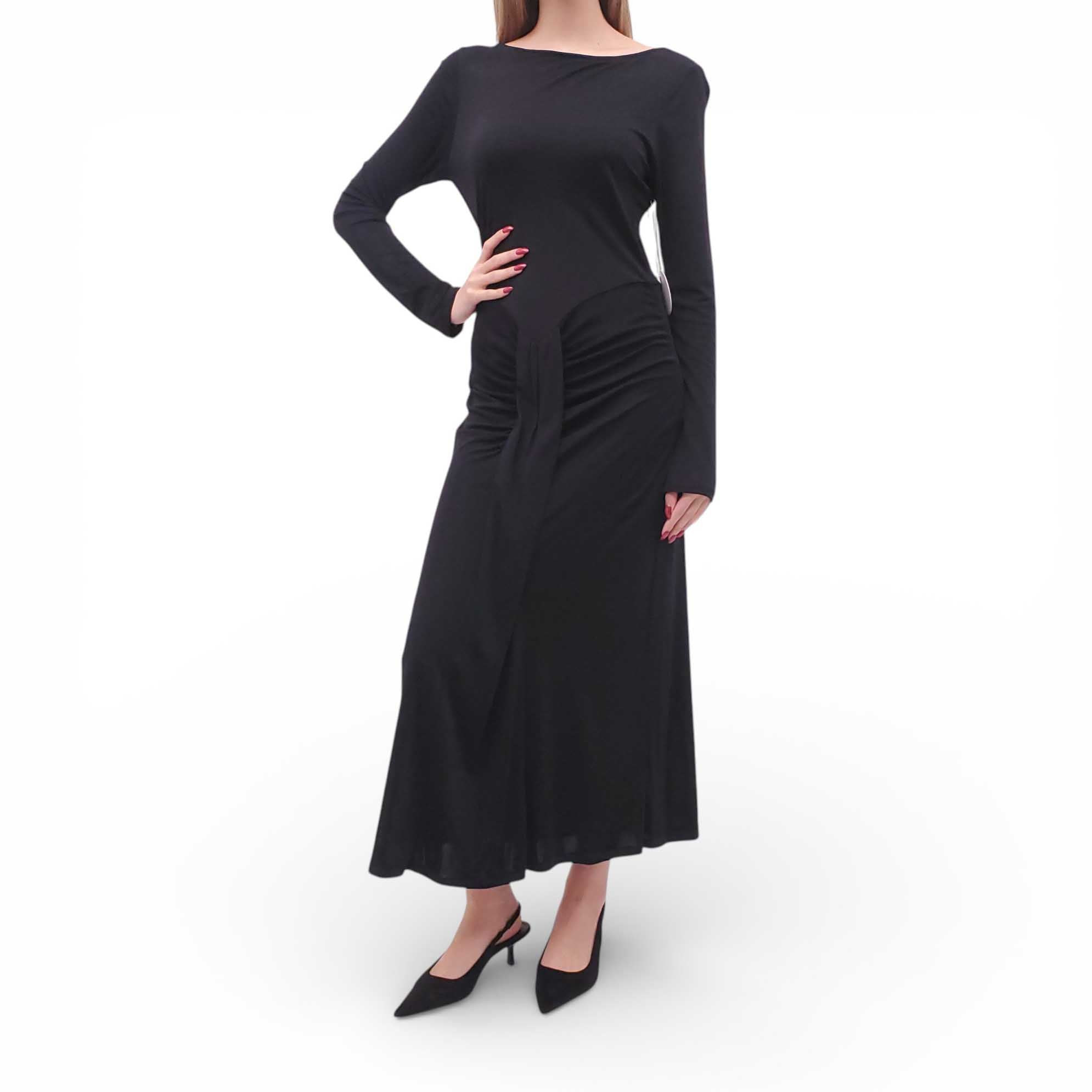 STAUD BLACK RUCHED DRESS - SIZE XL