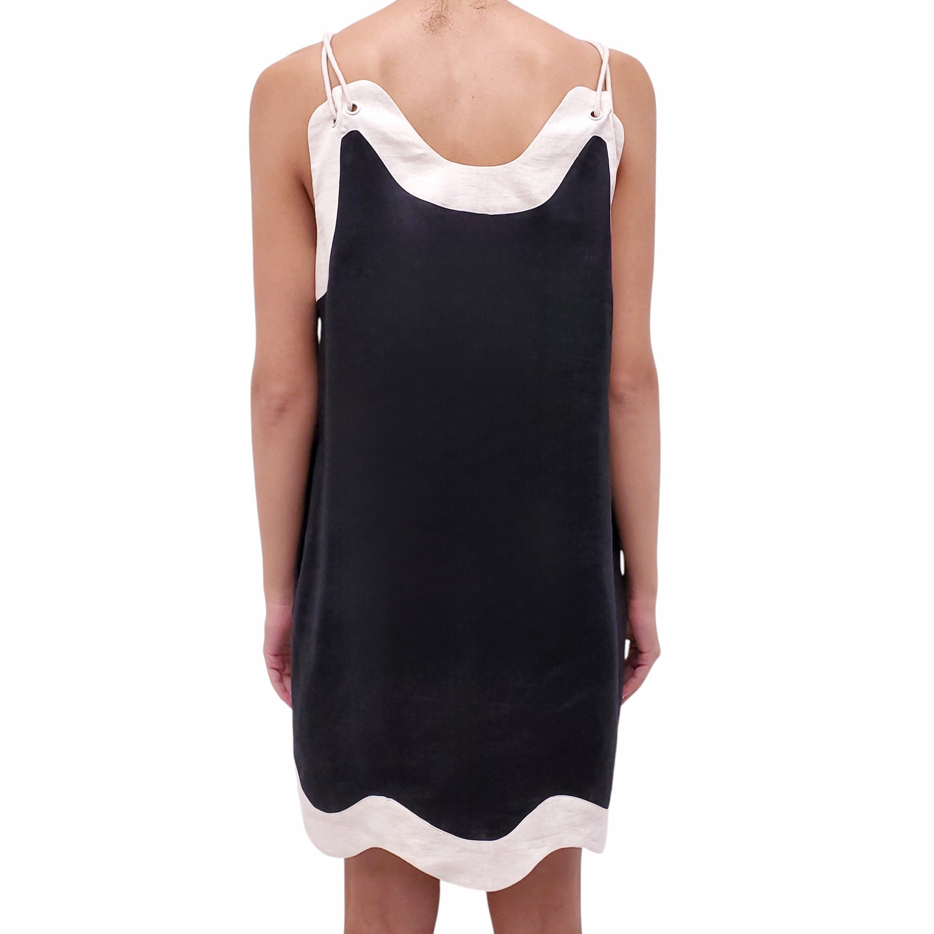 STAUD LINEN DRESS WITH ROPE DETAIL - SIZE L