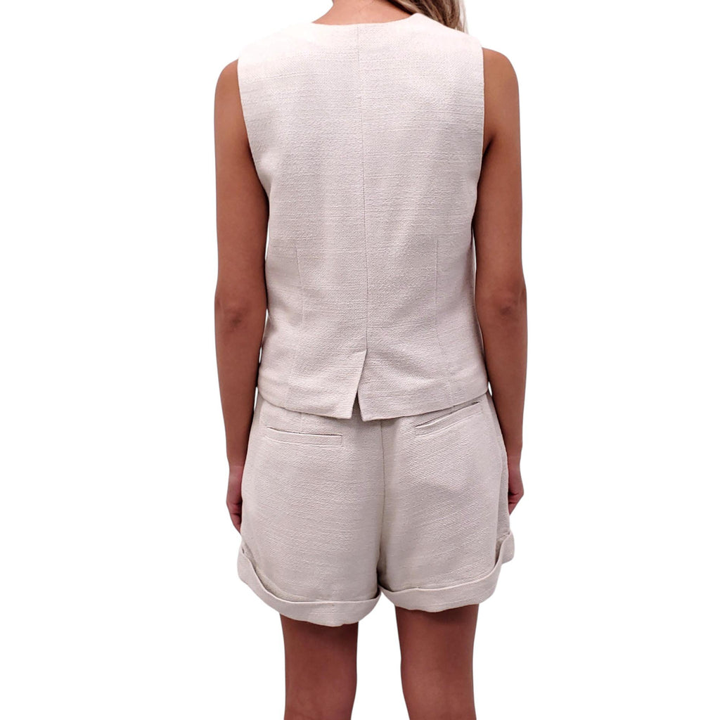 STAUD LINEN VEST SHORT SET - SIZE M