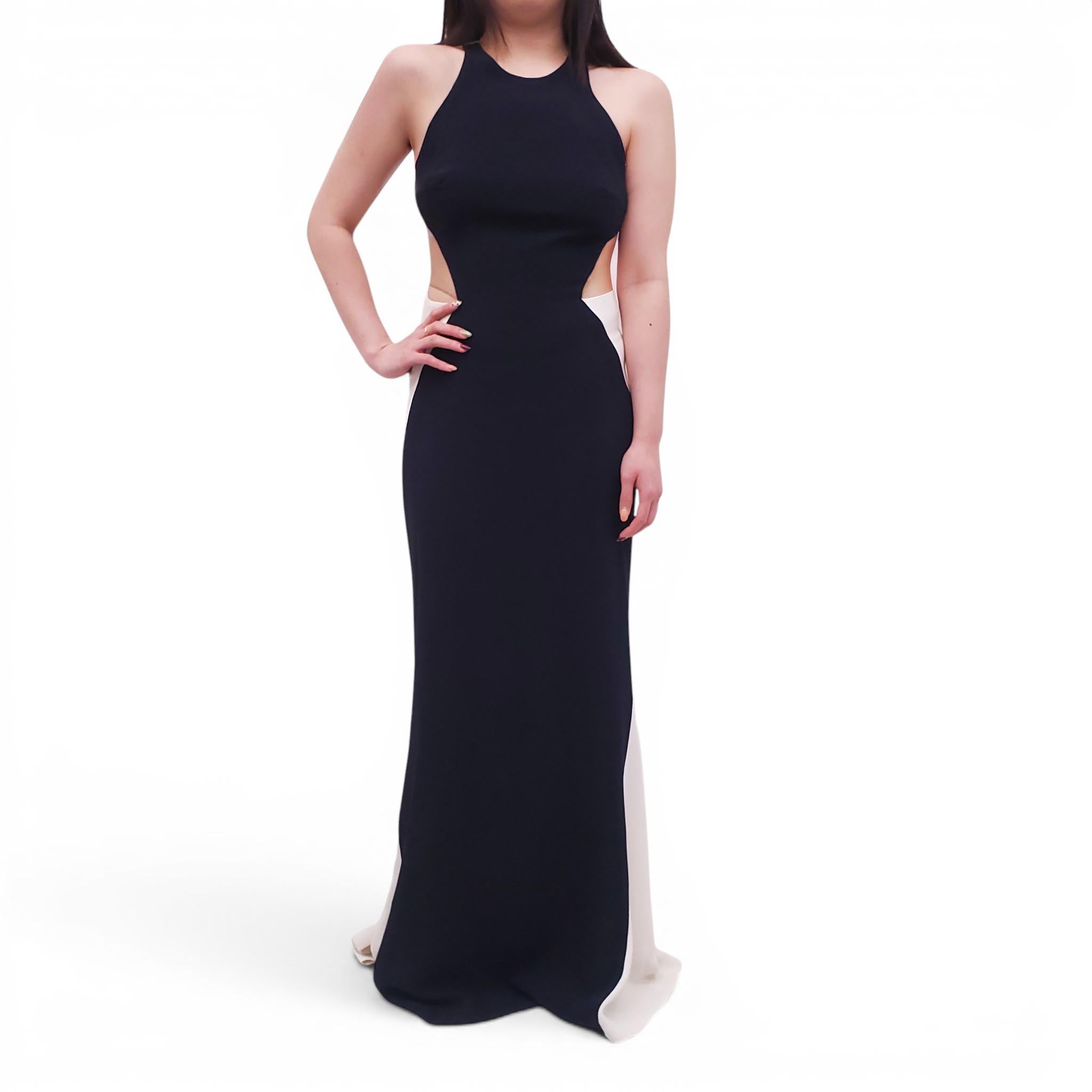 STELLA MCCARTNEY BLACK AND WHITE GOWN WITH MESH DETAIL