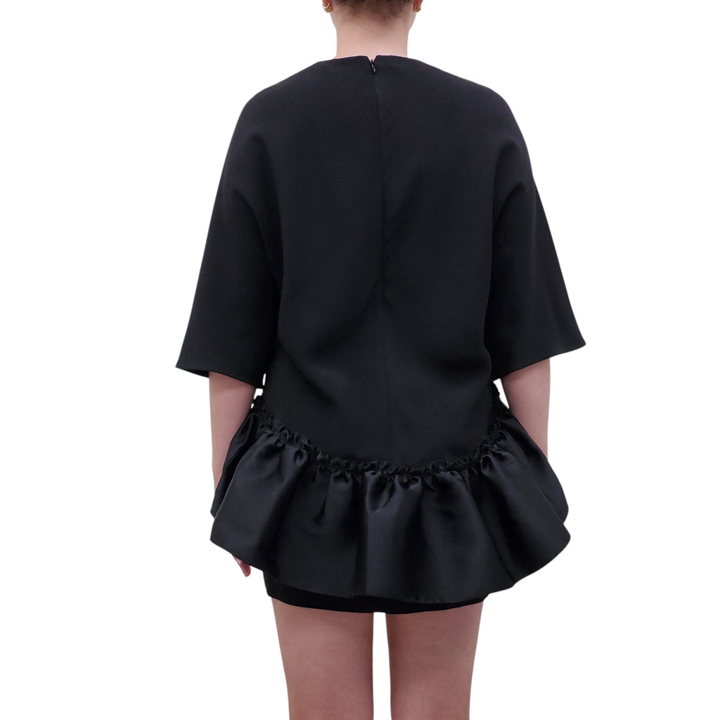 STELLA MCCARTNEY BLACK DRAPED AND DOUBLE LAYERED DRESS - SIZE 40