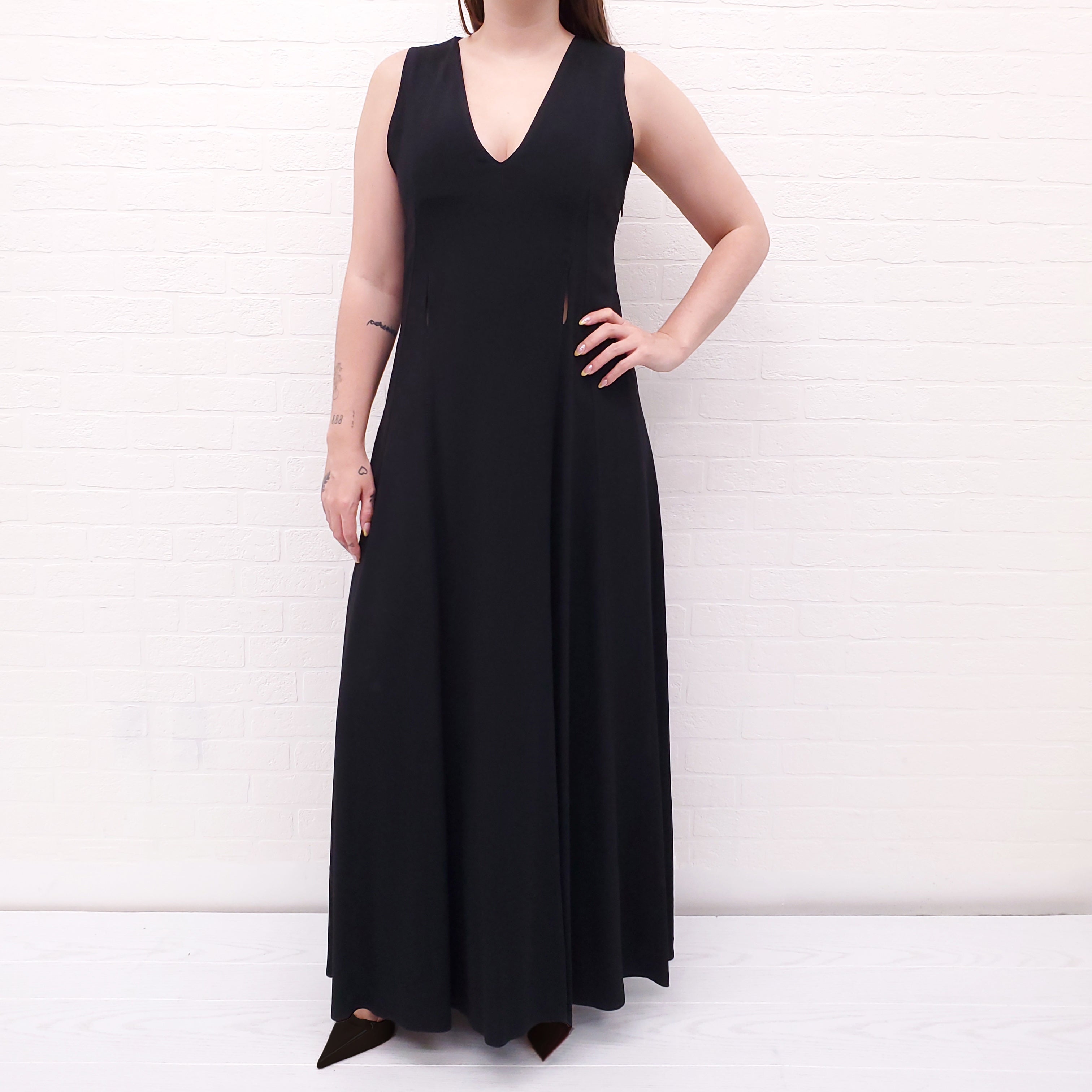 STELLA MCCARTNEY BLACK GOWN WITH WAIST CUT OUTS - SIZE 40