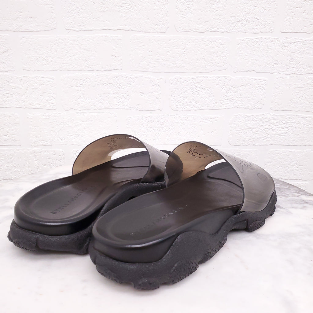 STELLA MCCARTNEY BLACK LOGO POOL SLIDES - SIZE 43