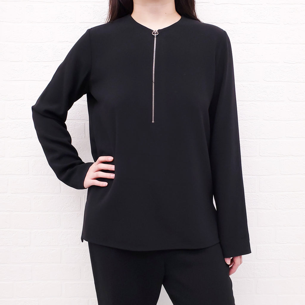 STELLA MCCARTNEY BLACK LONG SLEEVED BLOUSE WITH ZIPPER - SIZE 38