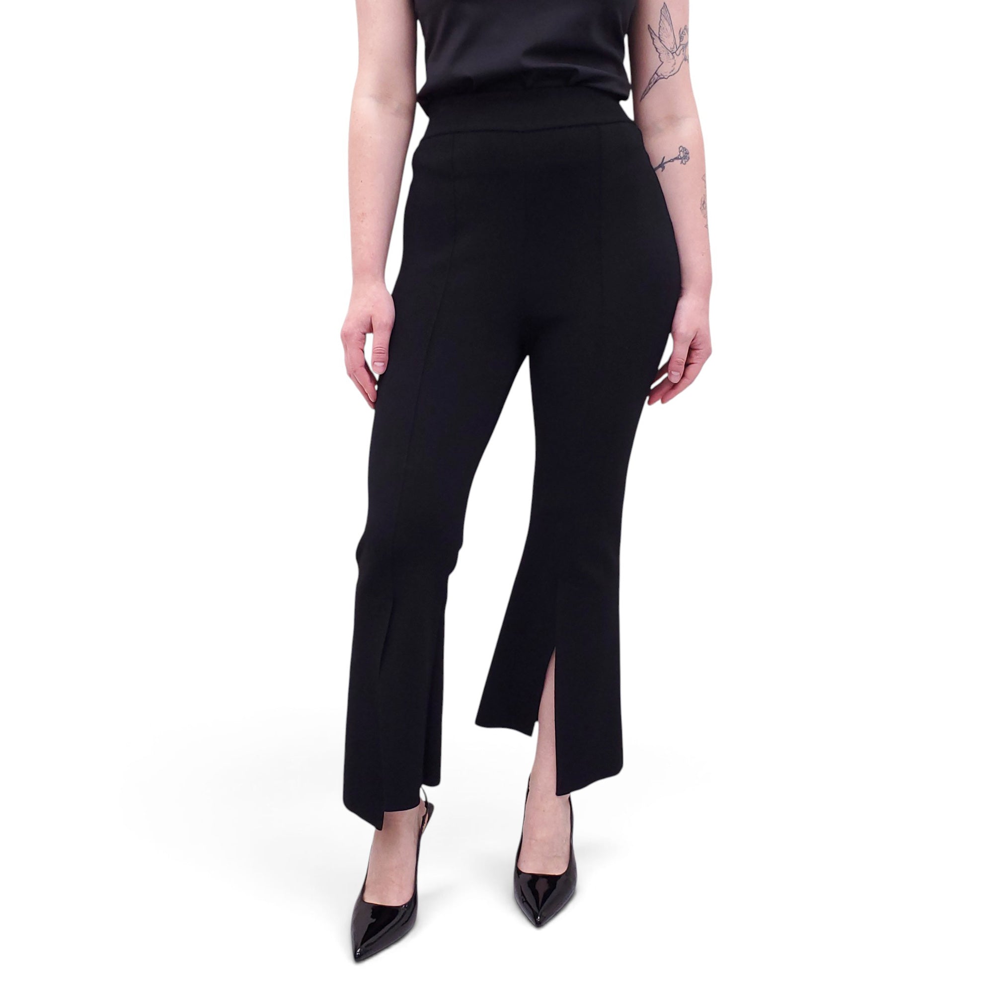 STELLA MCCARTNEY BLACK TROUSERS WITH SLIT DETAILS - SIZE 38