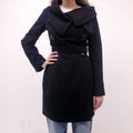 STELLA MCCARTNEY BLACK WOOL COAT WITH BUTTONS AND BELT - SIZE 42