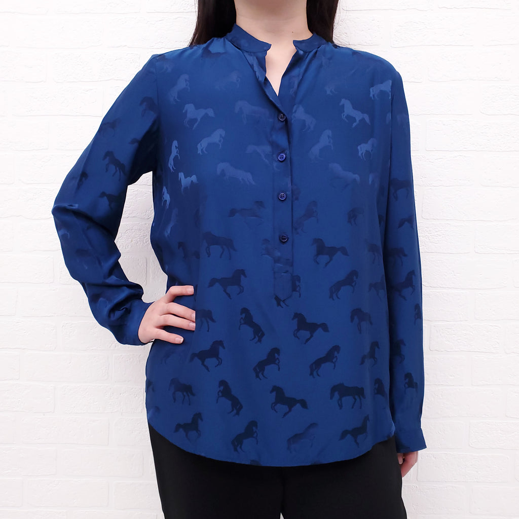 STELLA MCCARTNEY BLUE HORSE PRINT BLOUSE - SIZE 40