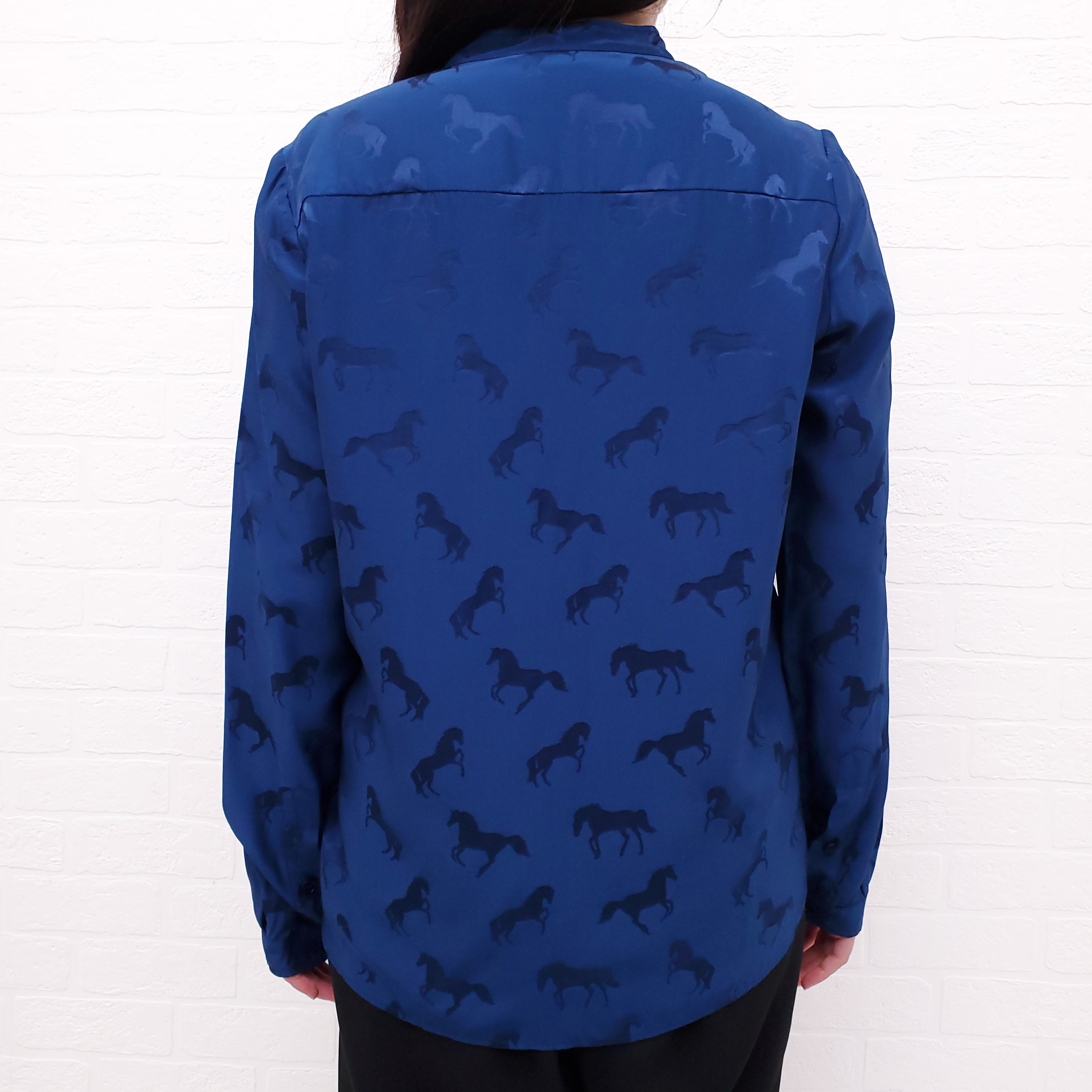 STELLA MCCARTNEY BLUE HORSE PRINT BLOUSE - SIZE 40