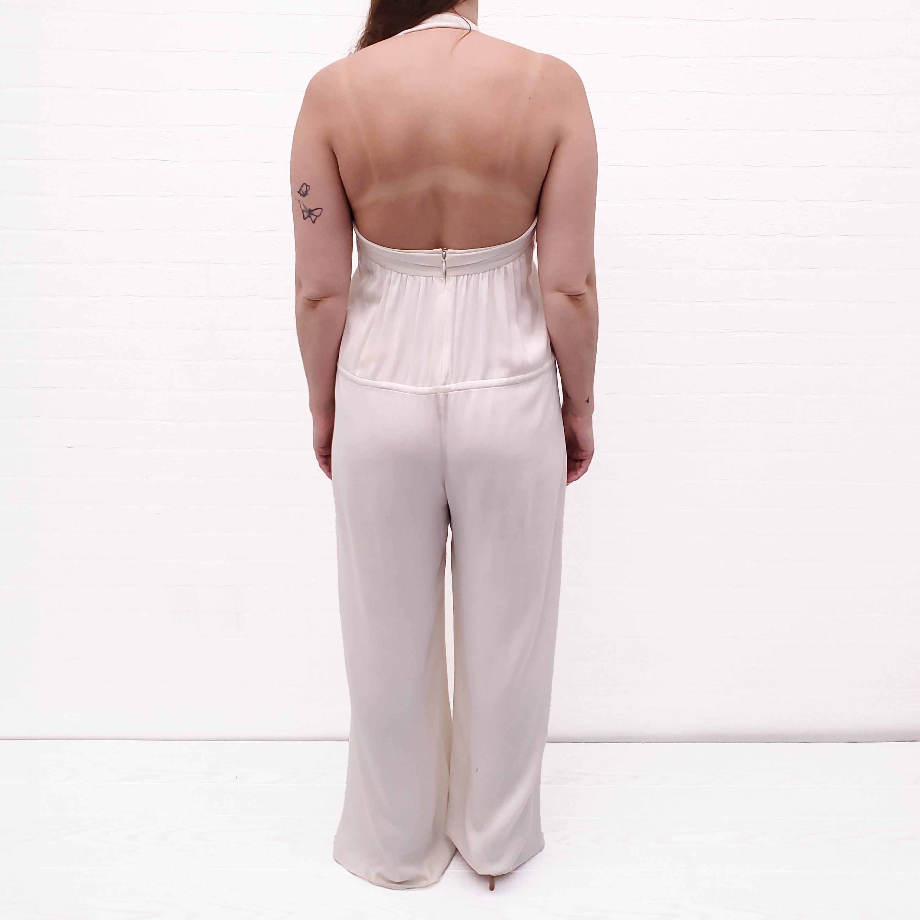 STELLA MCCARTNEY CREAM HALTER JUMPSUIT - SIZE 42