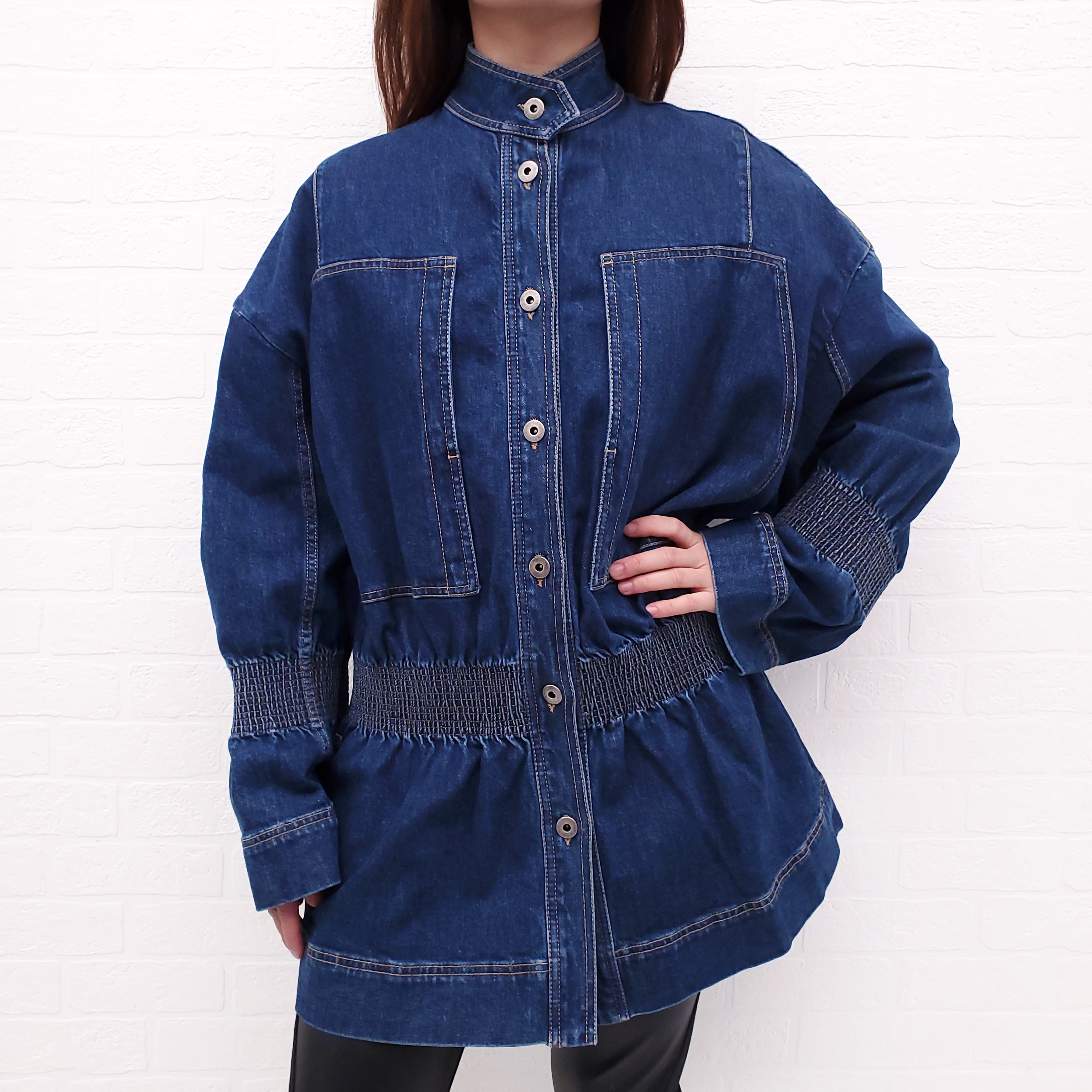 STELLA MCCARTNEY DENIM JACKET WITH CINCHED DETAIL - SIZE 40