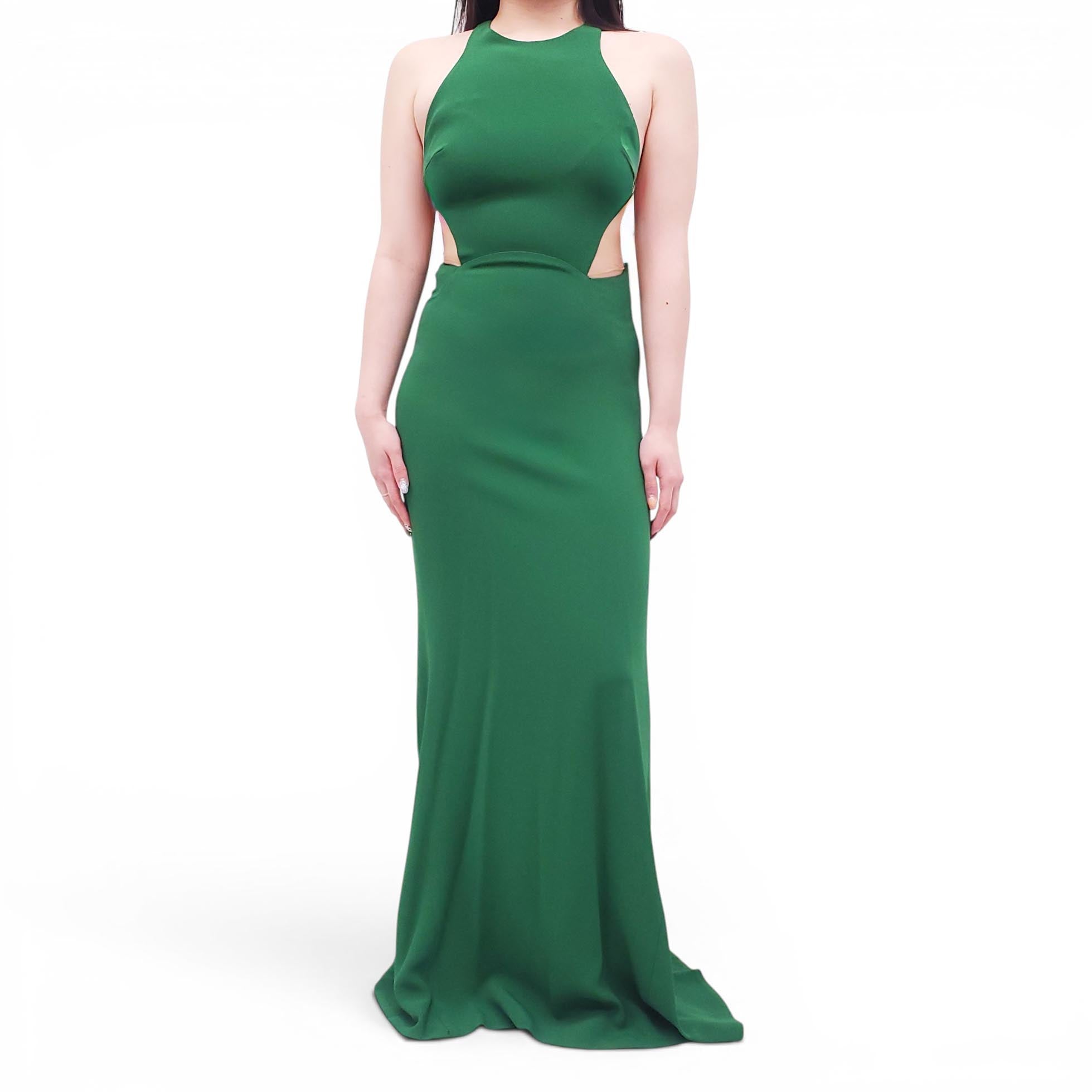 STELLA MCCARTNEY GREEN GOWN WITH MESH DETAIL