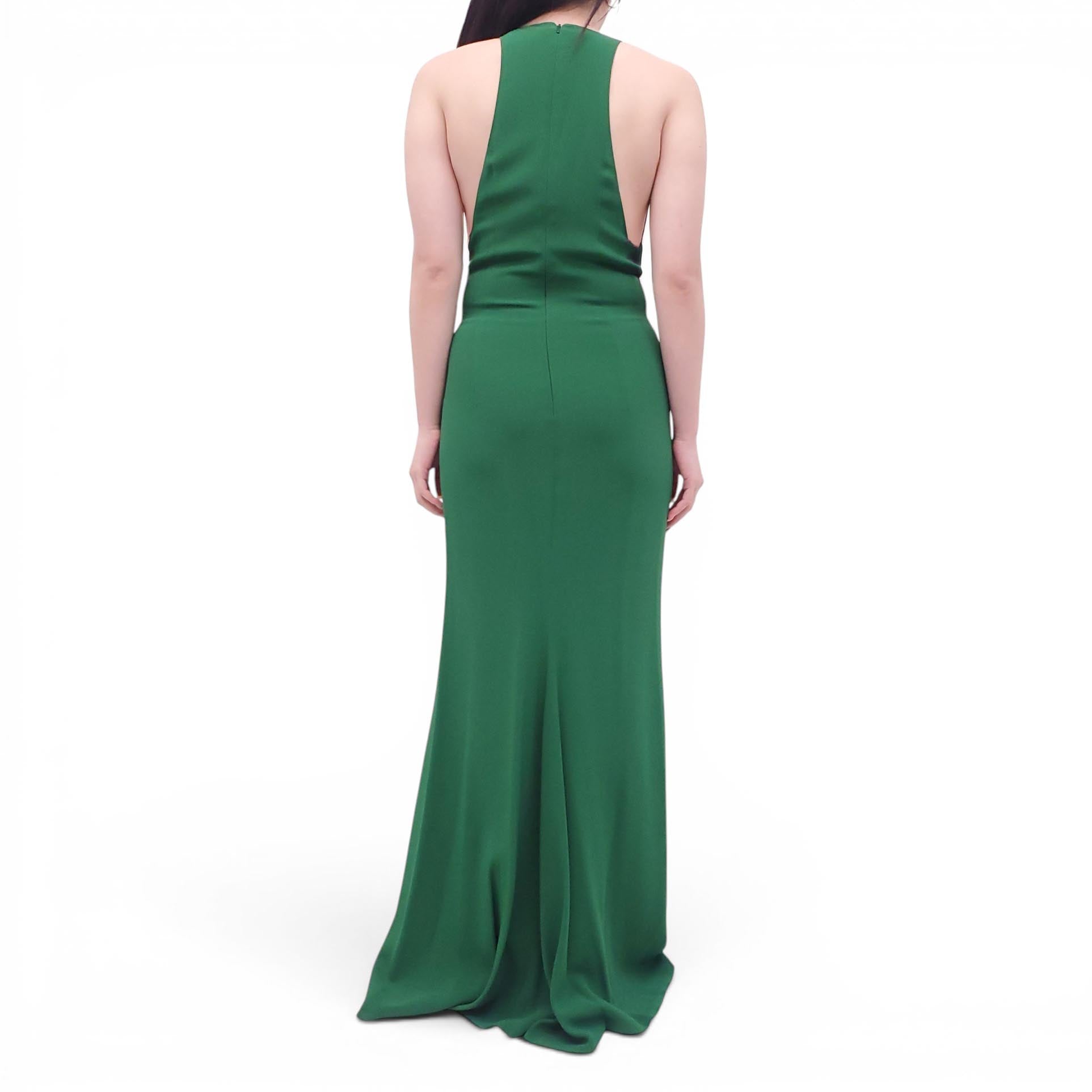 STELLA MCCARTNEY GREEN GOWN WITH MESH DETAIL - SIZE 40  Rewind Couture
