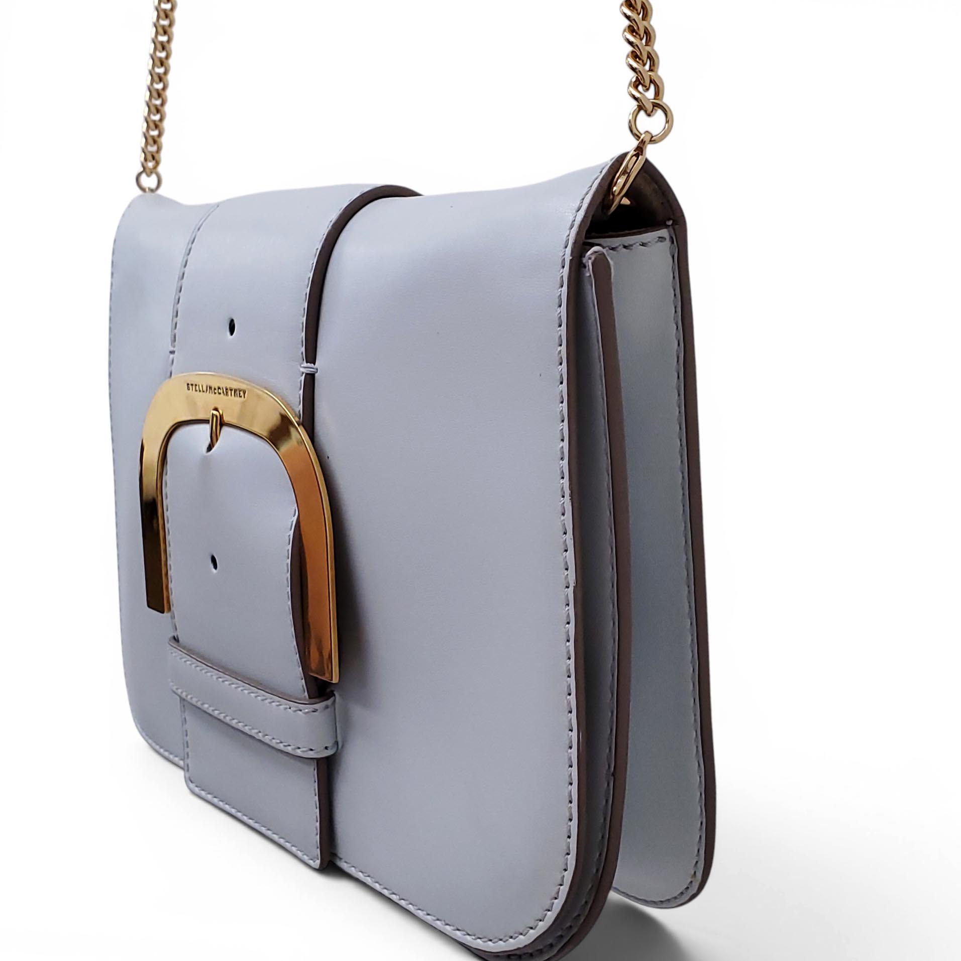 STELLA MCCARTNEY LIGHT BLUE VEGAN LEATHER BAG WITH GOLD HARDWARE