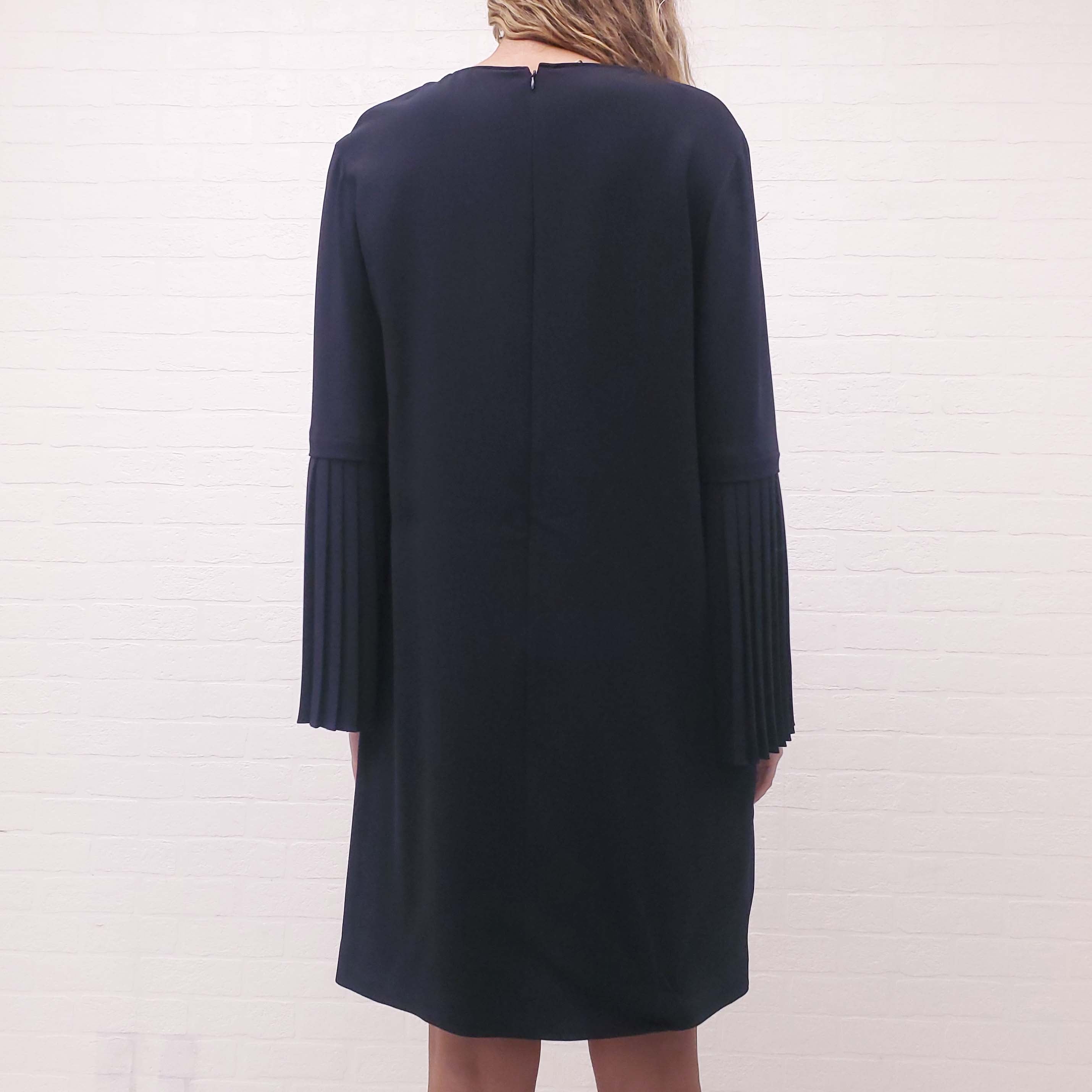STELLA MCCARTNEY NAVY DRESS WITH PLEATED SLEEVE - SIZE 44
