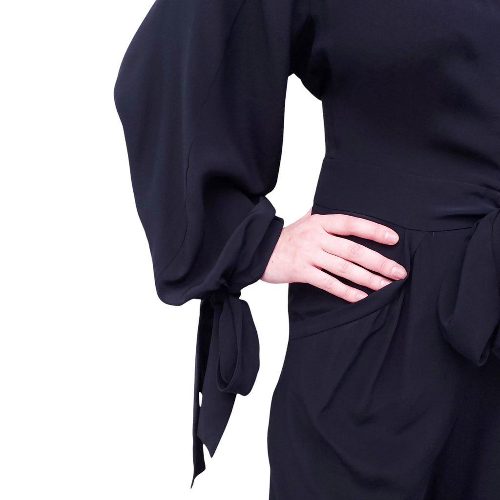 STELLA MCCARTNEY NAVY JUMPSUIT WITH TIE DETAILS - SIZE 40