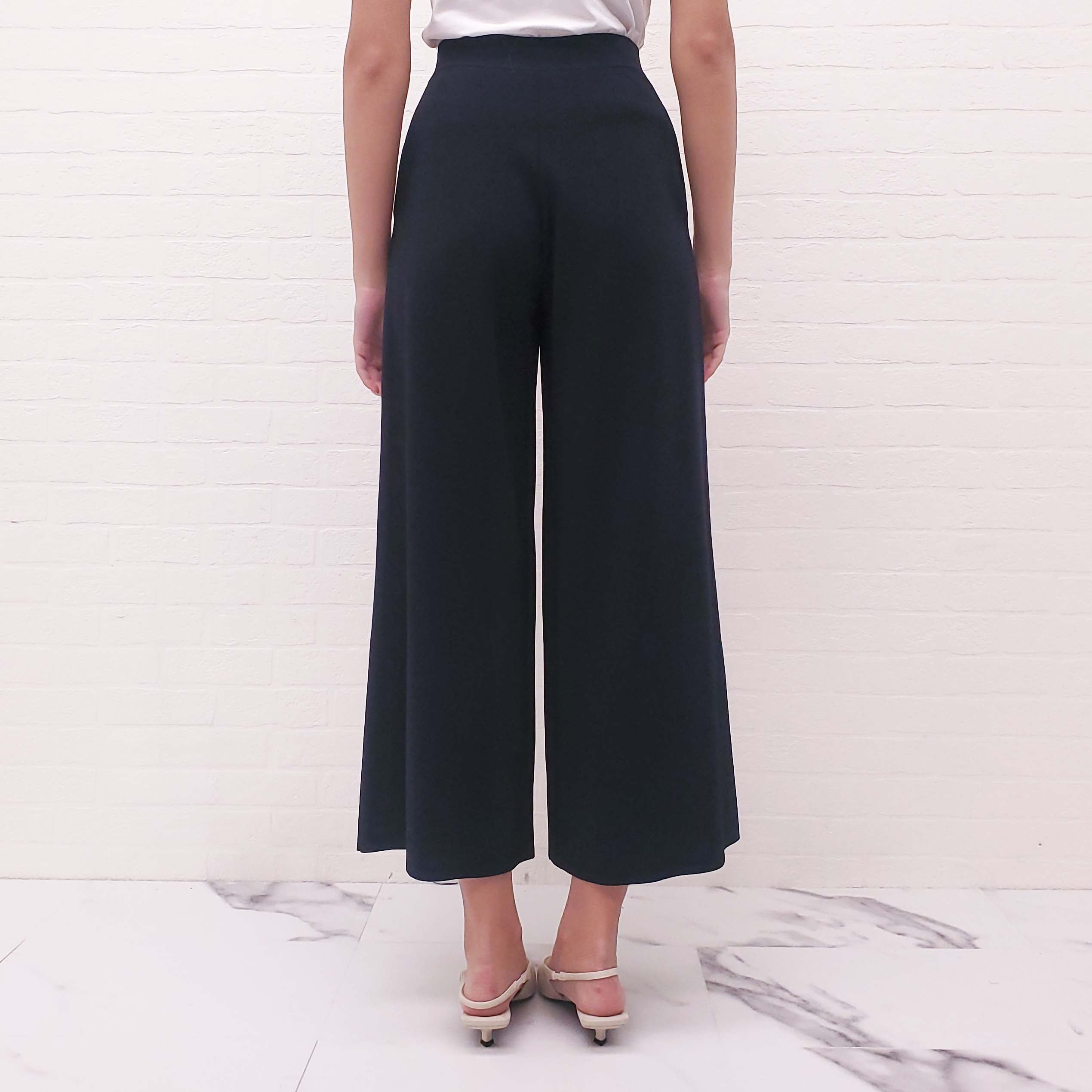 STELLA MCCARTNEY NAVY STRETCH PANT WITH GOLD BUTTONS - SIZE 40