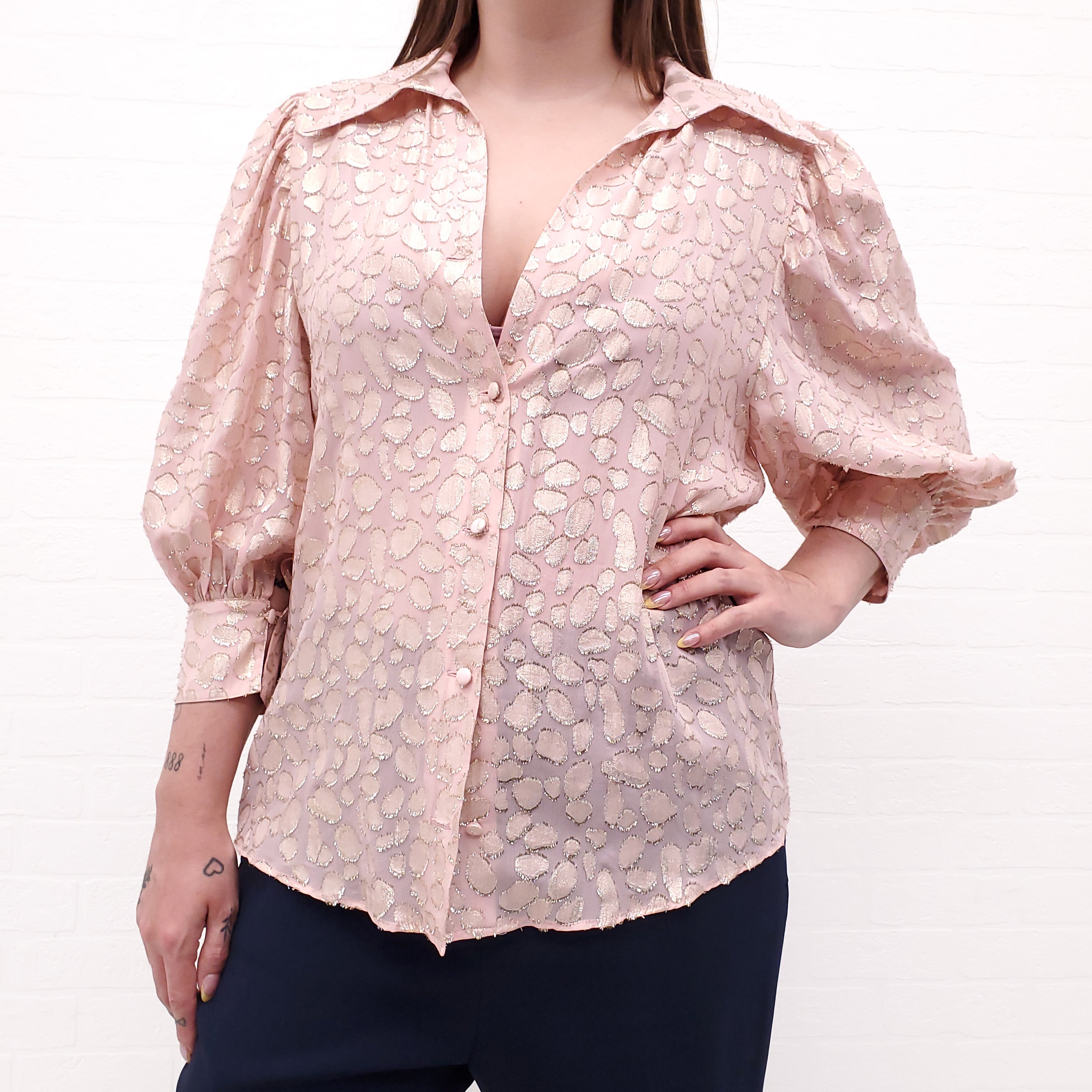 STELLA MCCARTNEY PINK AND GOLD BLOUSE - SIZE 42