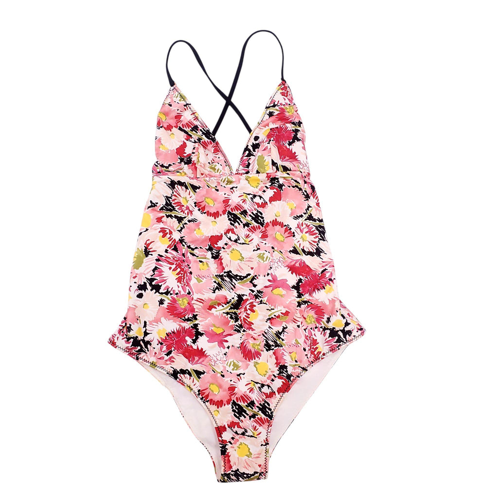 STELLA MCCARTNEY PINK AND YELLOW FLORAL ONE-PIECE SWIMSUIT - SIZE S