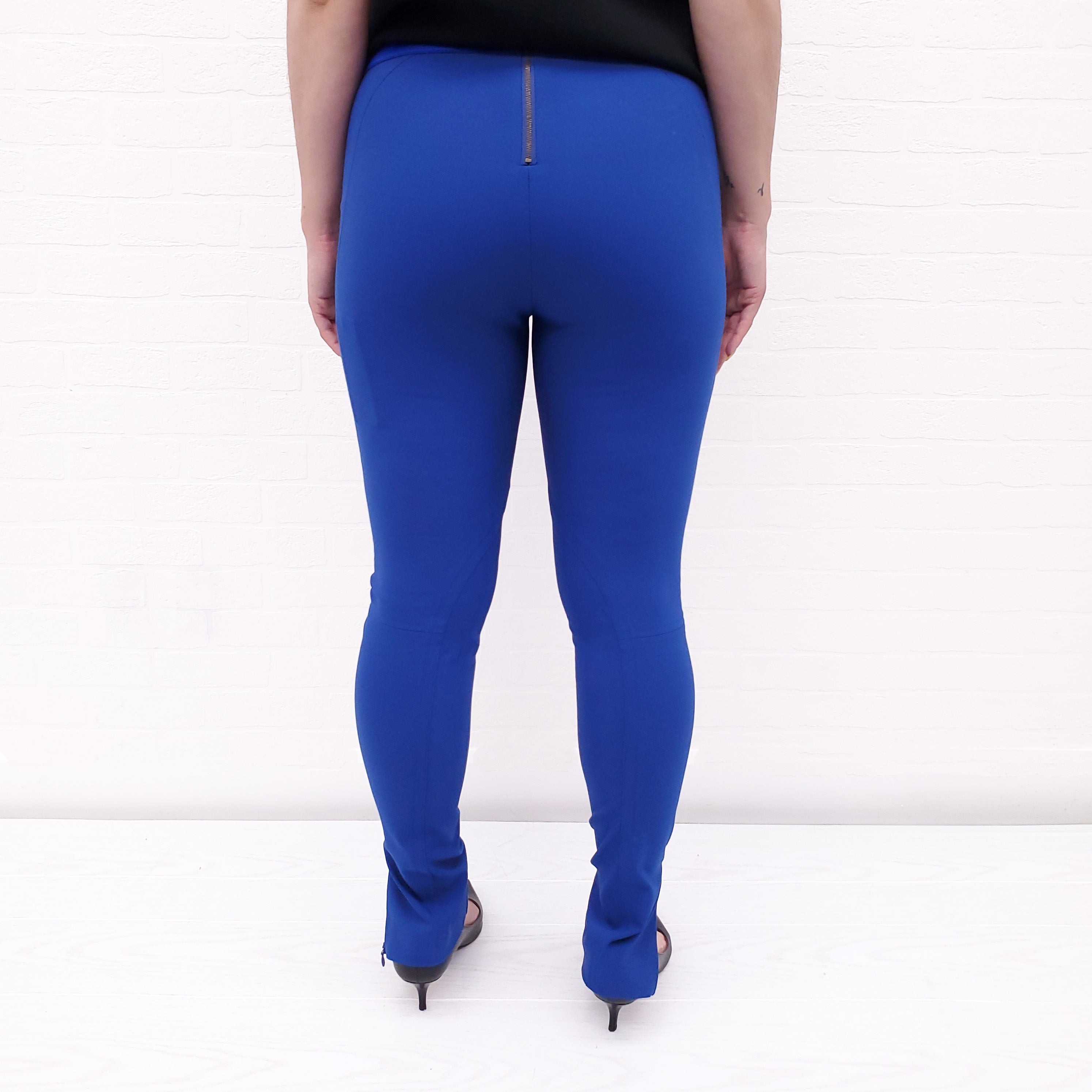 STELLA MCCARTNEY ROYAL BLUE ELASTIC WAIST LEGGINGS WITH ZIP - SIZE 42