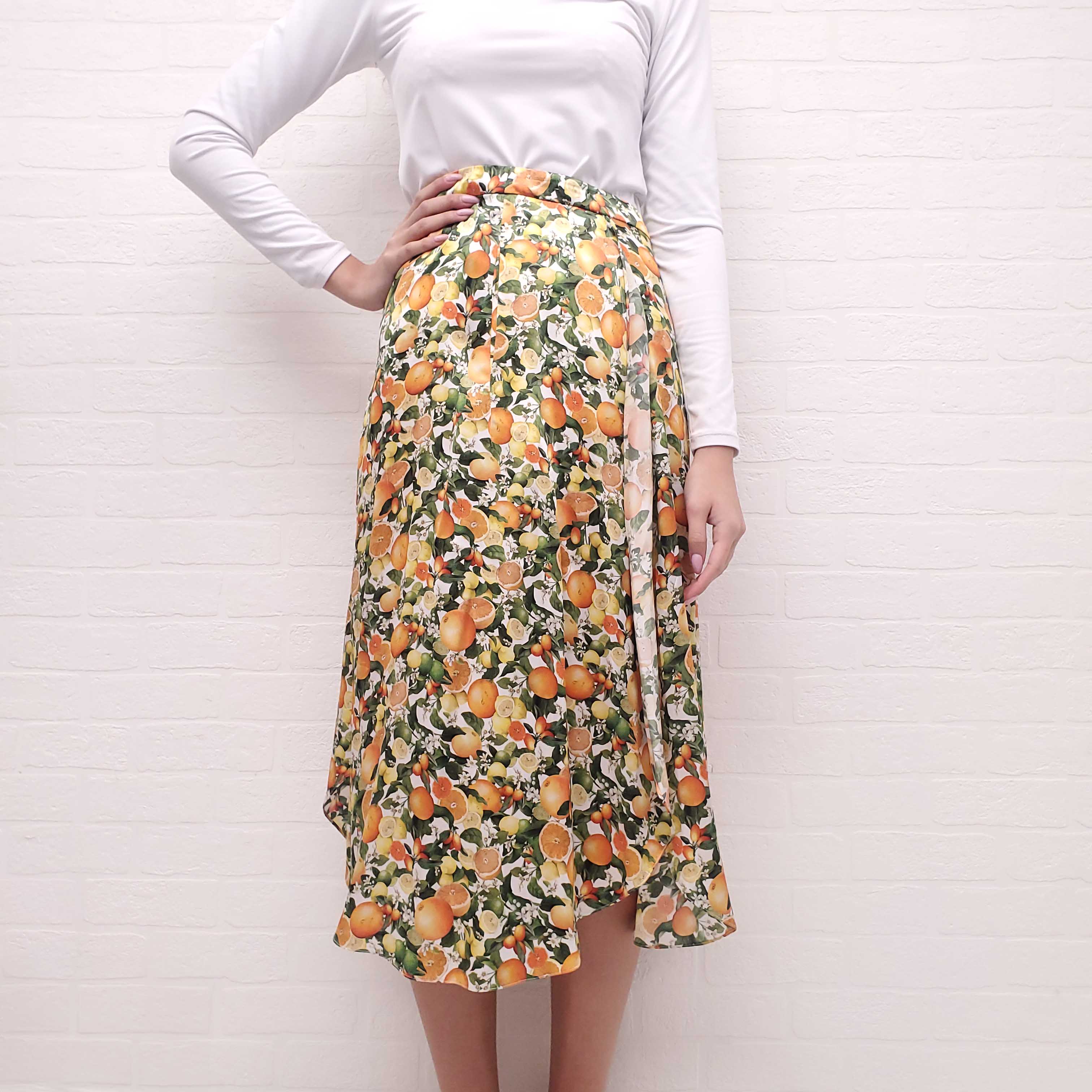 STELLA MCCARTNEY SILK ORANGE AND LEMON SKIRT - SIZE 42