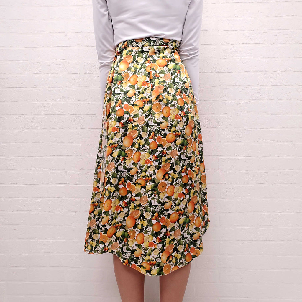 STELLA MCCARTNEY SILK ORANGE AND LEMON SKIRT - SIZE 42