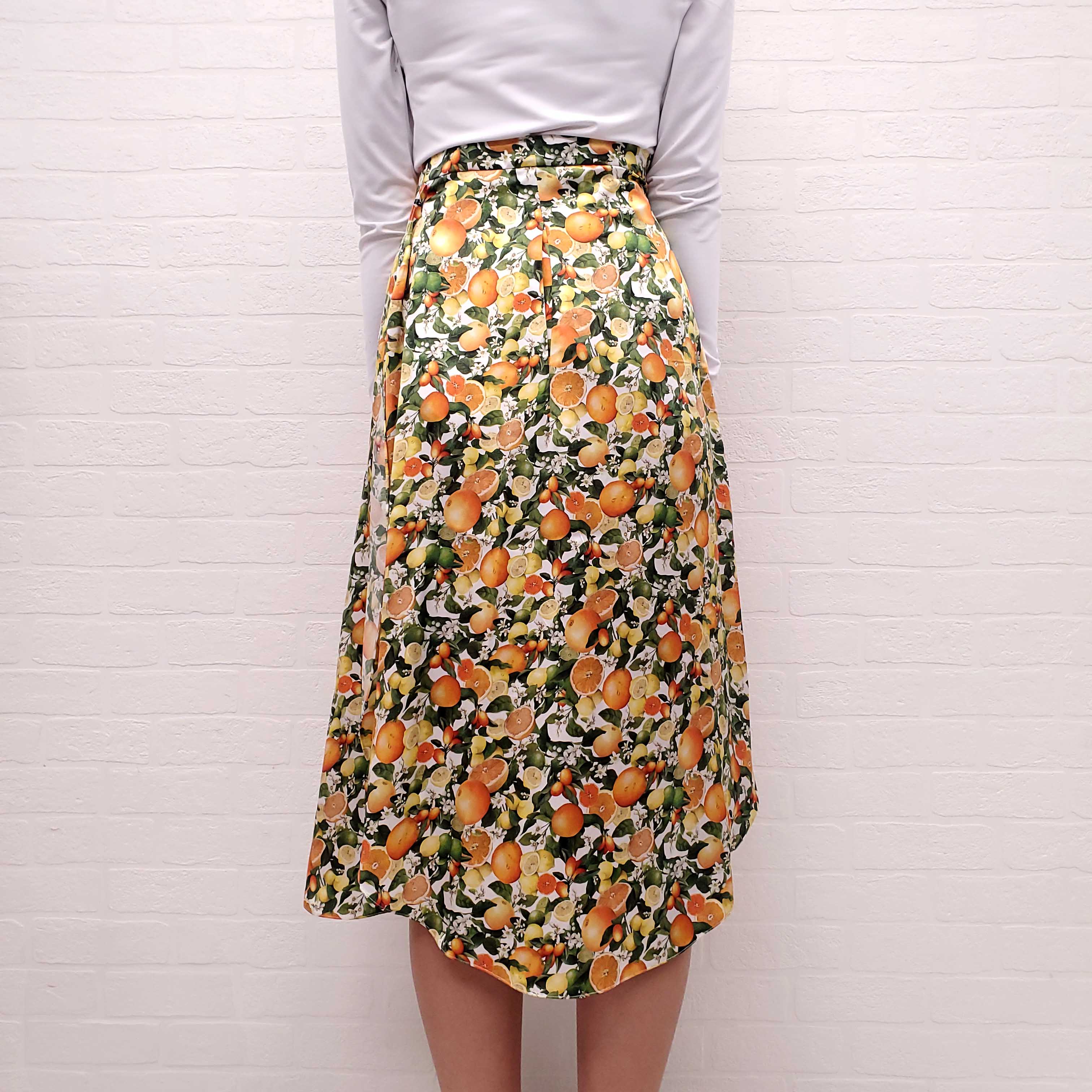 STELLA MCCARTNEY SILK ORANGE AND LEMON SKIRT - SIZE 42