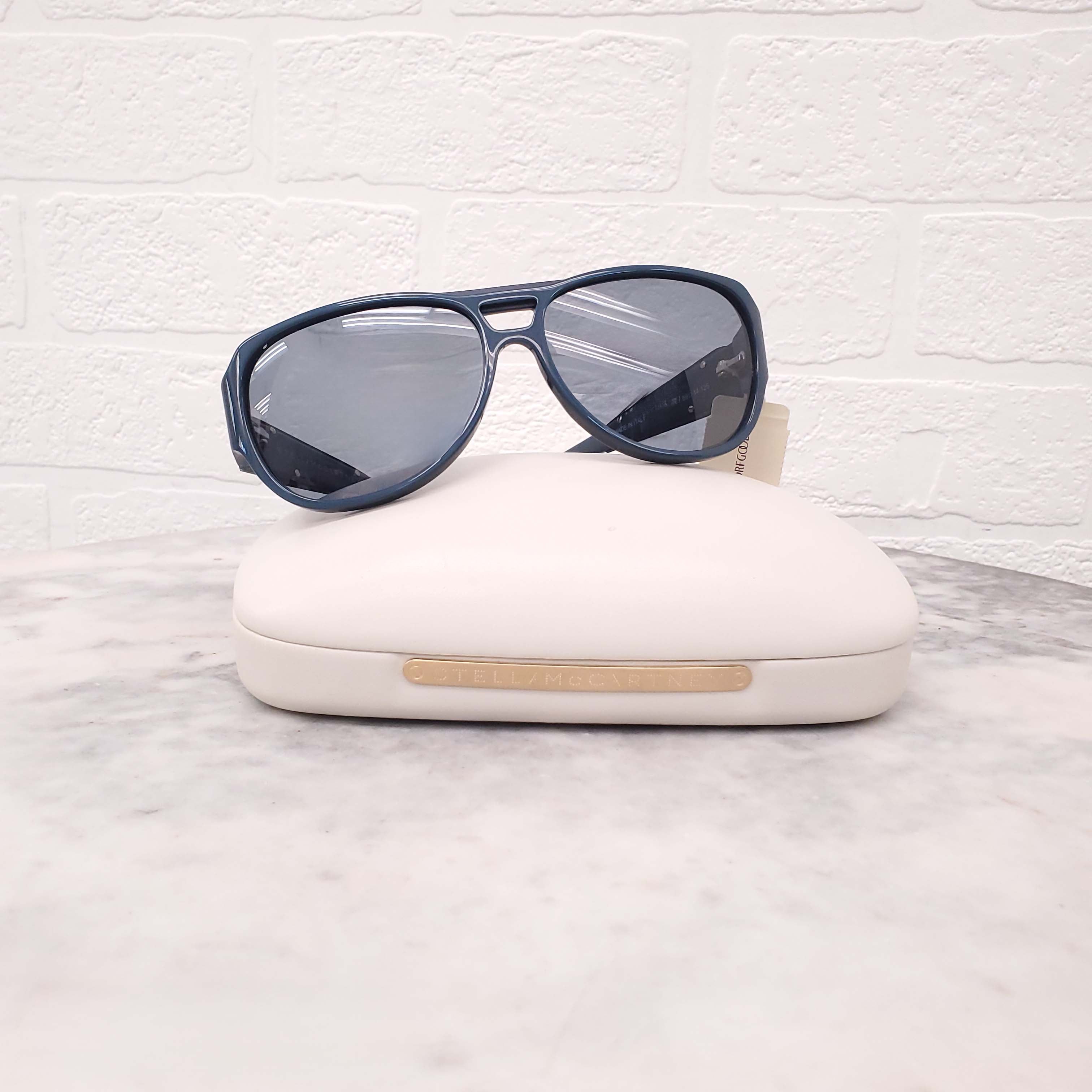 STELLA MCCARTNEY TURQUOISE LOGO SUNGLASSES