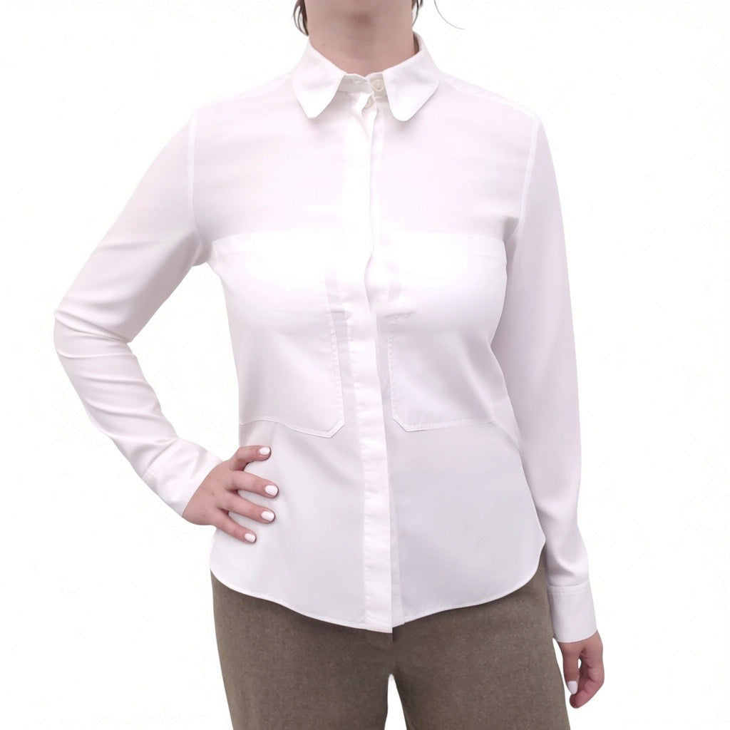 STELLA MCCARTNEY WHITE COTTON SHIRT WITH POCKET DETAIL - SIZE 40