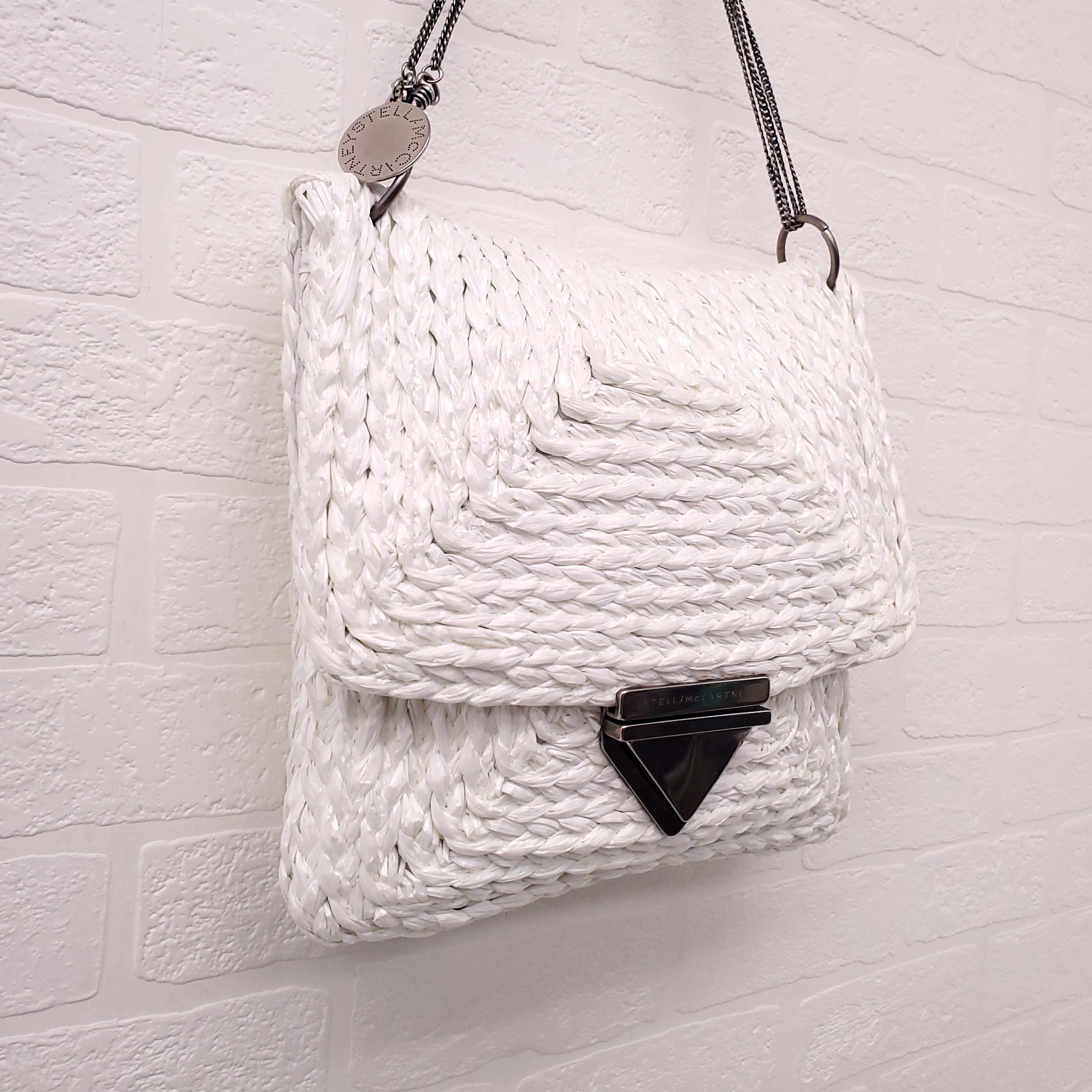STELLA MCCARTNEY WHITE RAFFIA SHOULDER BAG