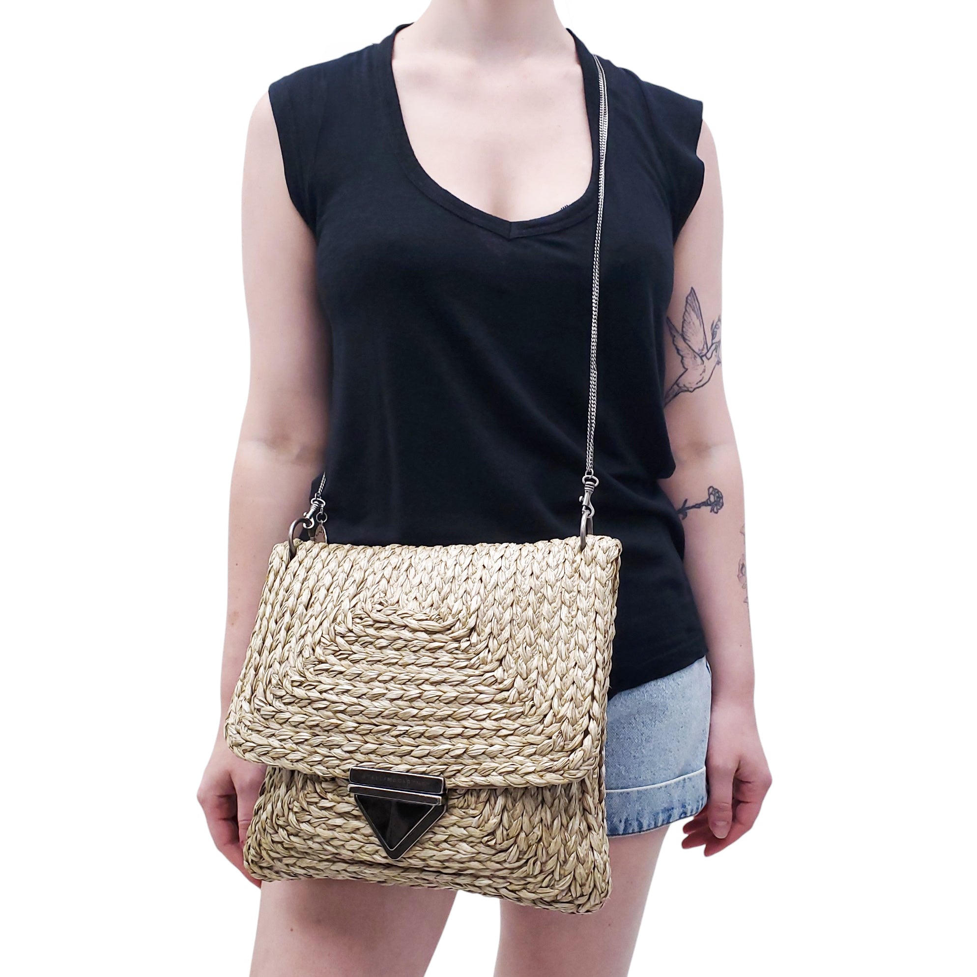 STELLA MCCARTNEY WOVEN RAFFIA SHOULDER BAG