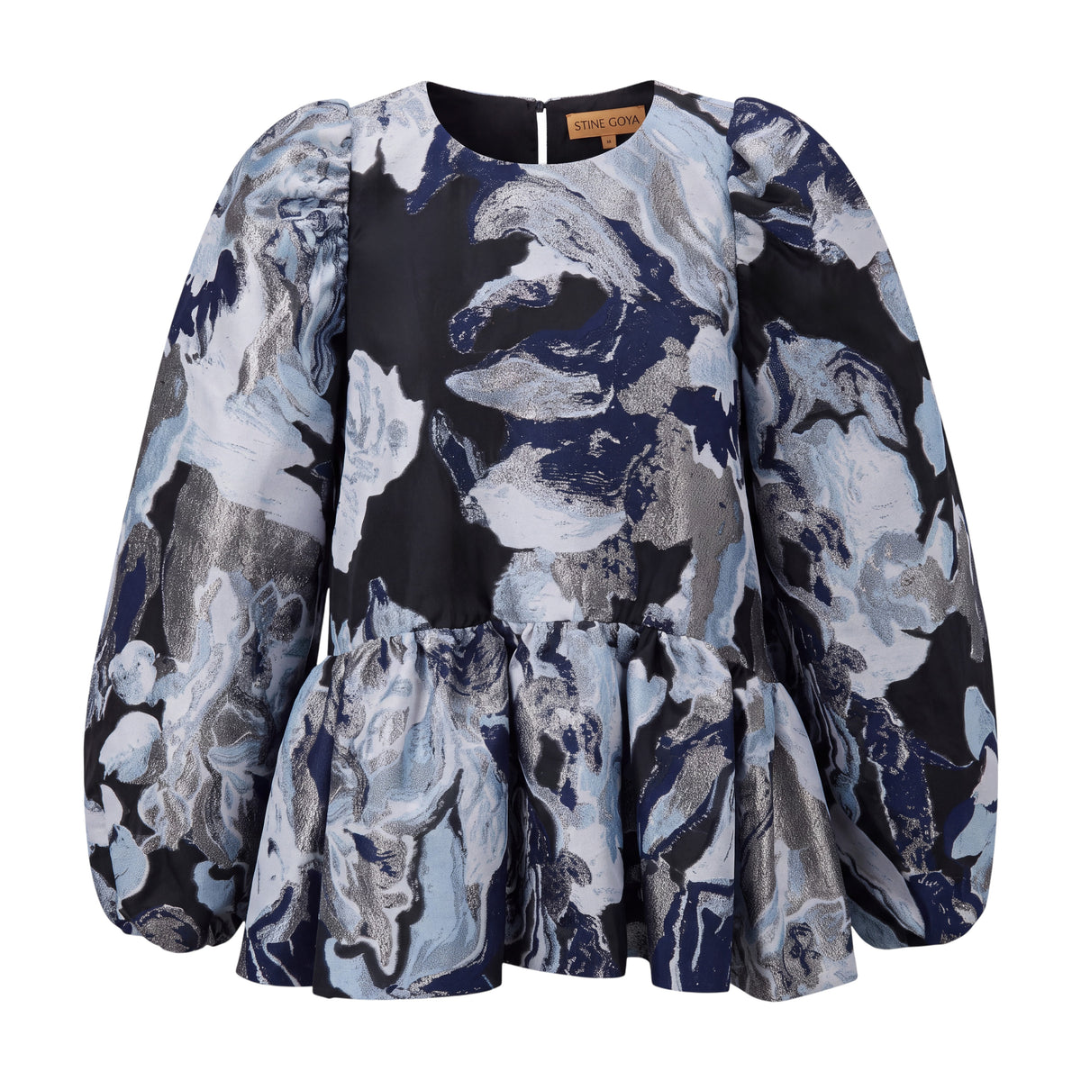 STINE GOYA BLUE METALLIC BLOUSE - SIZE M