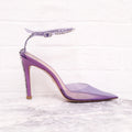 STUART WEITZMAN PURPLE PVC CRYSTAL 'GLAM 100' HEELS - SIZE 8.5