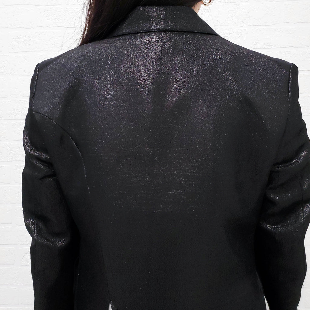 SULVAM BLACK OVERSIZED SPARKLE LAYERED BLAZER - SIZE S