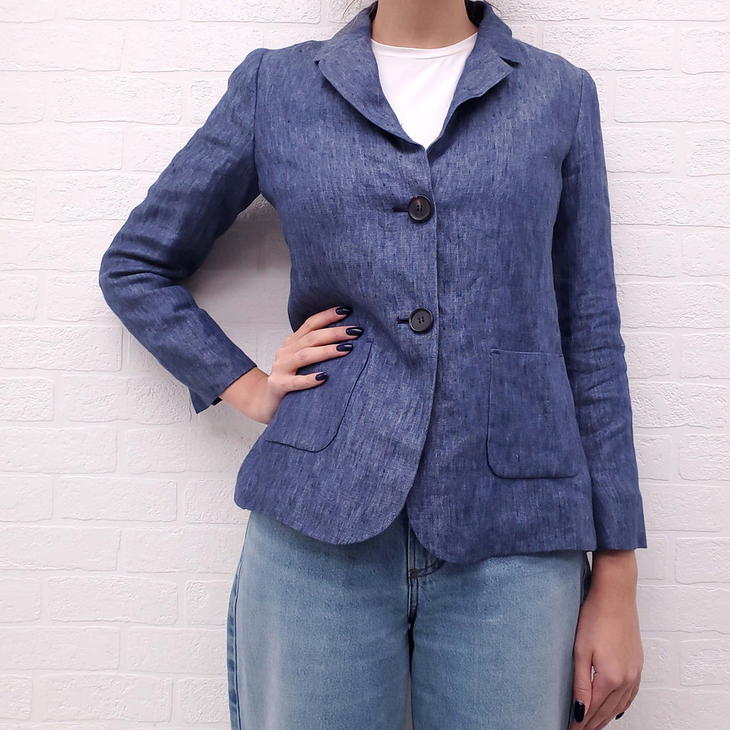 S'MAX MARA LINEN DENIM COLOURED BLAZER  - SIZE 4