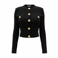 BALMAIN BLACK KNIT BLAZER WITH GOLD BUTTONS - SIZE 44
