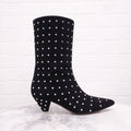 THE ATTICO BLACK SUEDE SWAROVSKI EMBELLISHED 'SOFIA' BOOTIES - SIZE 37