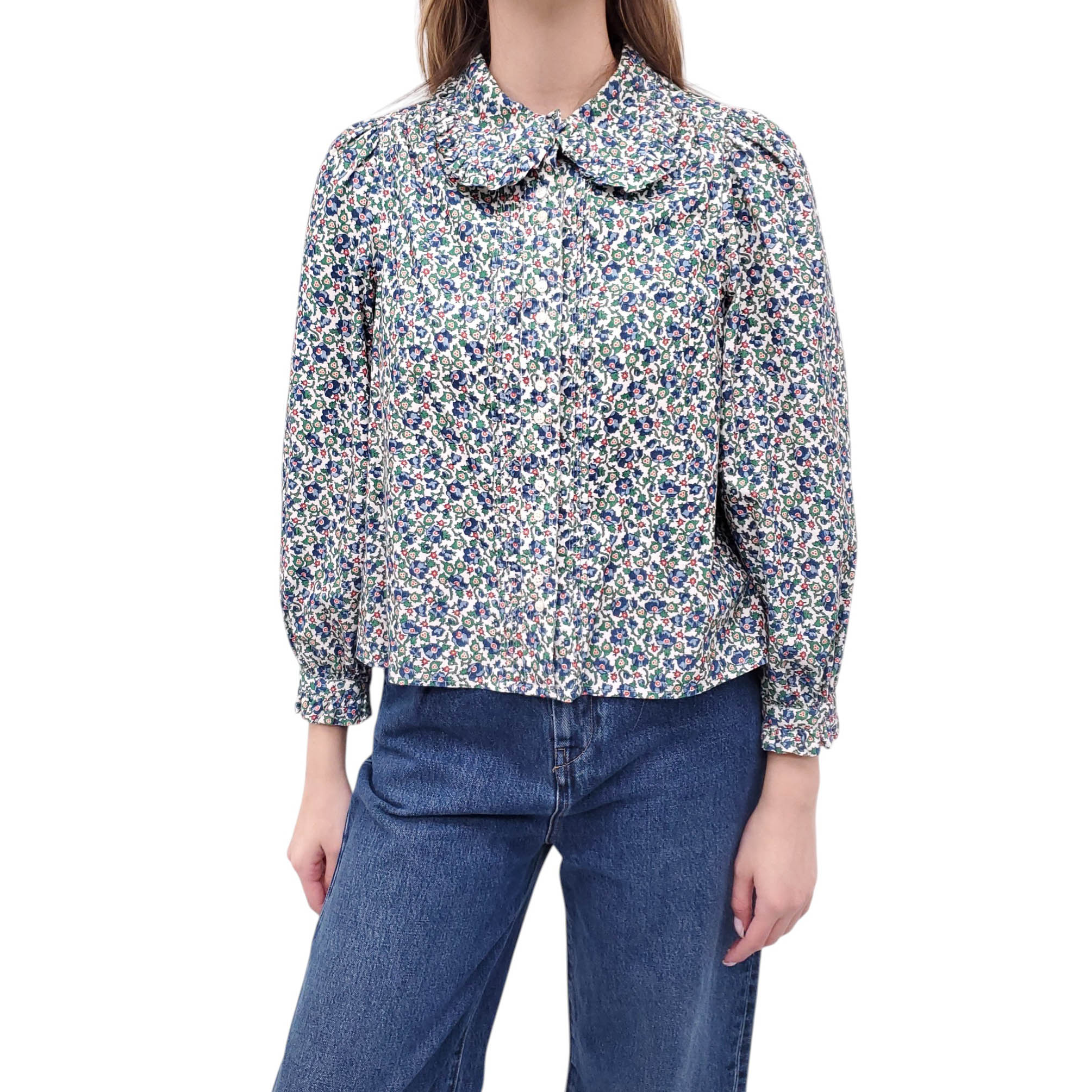 THE GREAT CORDUROY FLORAL BLOUSE WITH COLLAR - SIZE 1/S