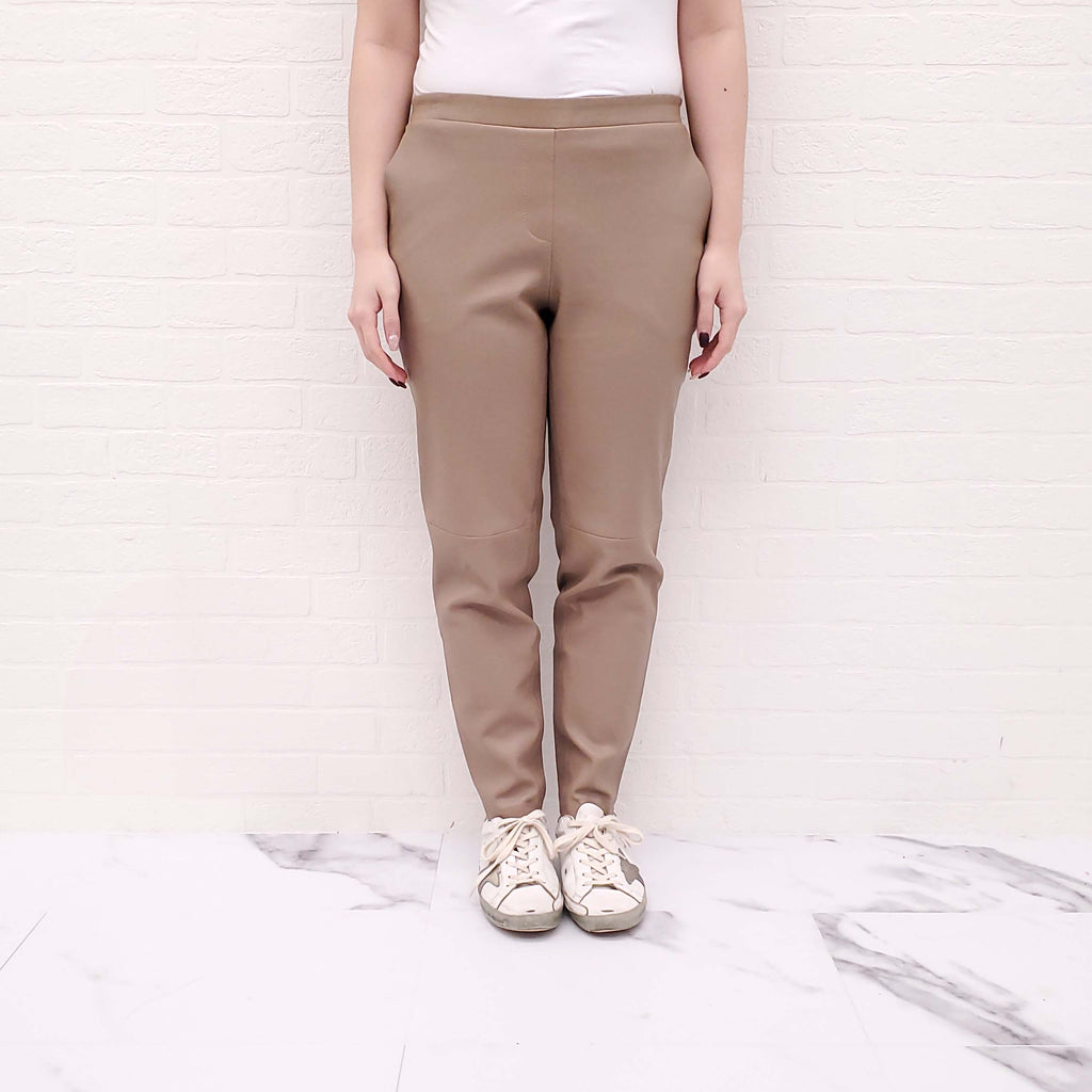 THEORY CAMEL LEATHER LEGGINGS - SIZE 6