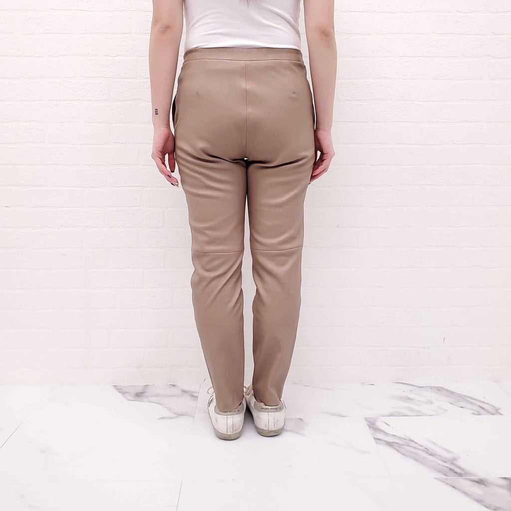 THEORY CAMEL LEATHER LEGGINGS - SIZE 6