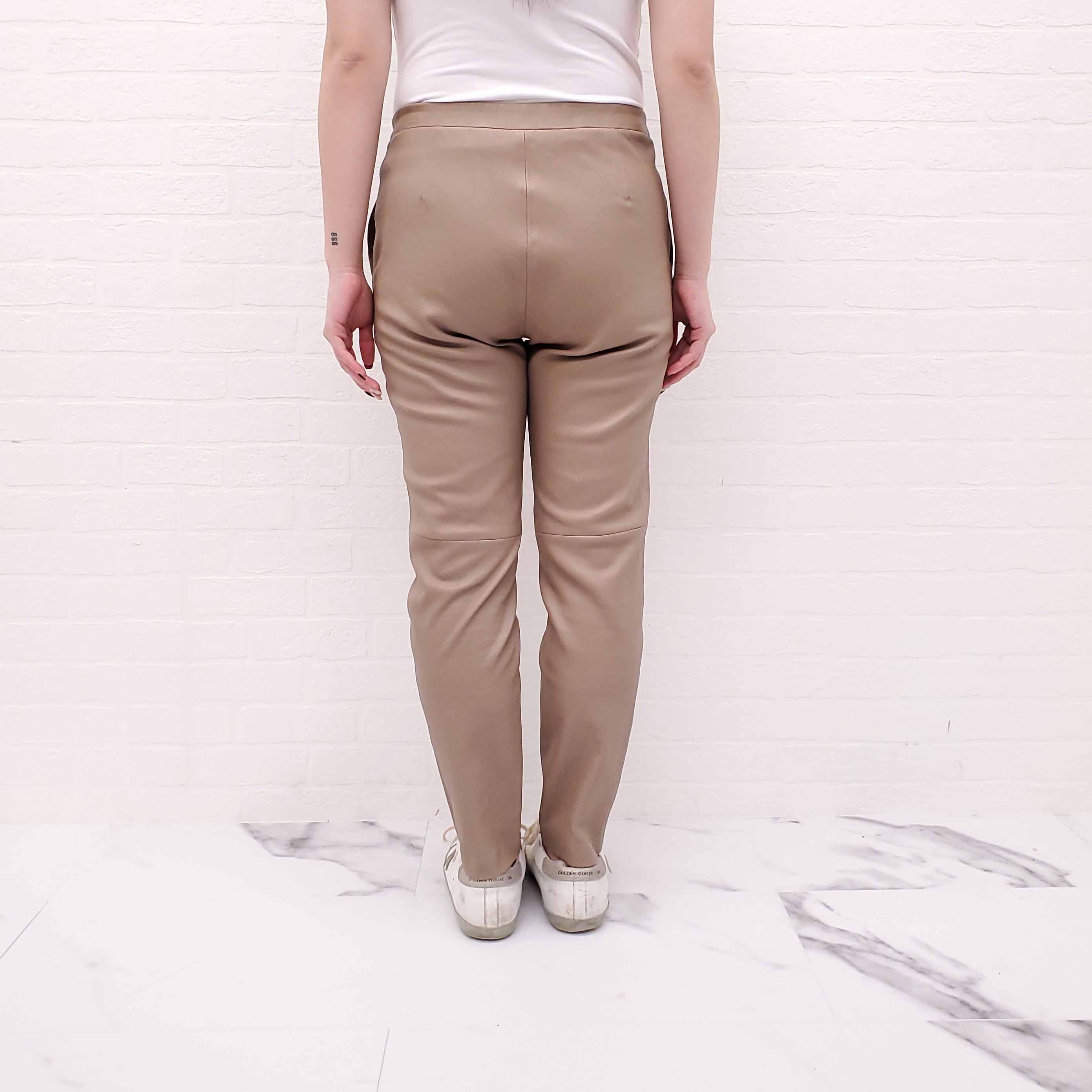 THEORY CAMEL LEATHER LEGGINGS - SIZE 6