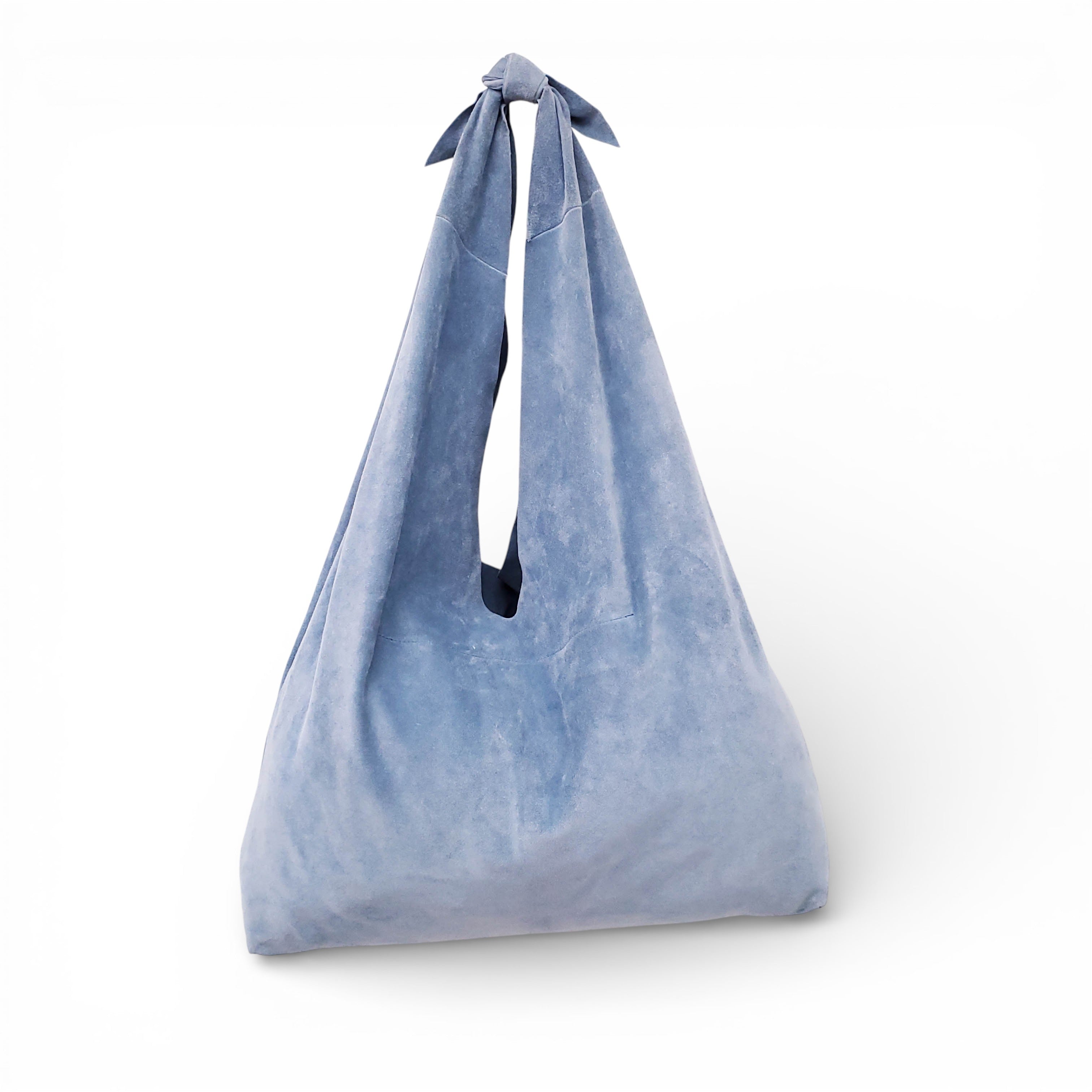 THE ROW BINDLE BLUE SUEDE HOBO BAG