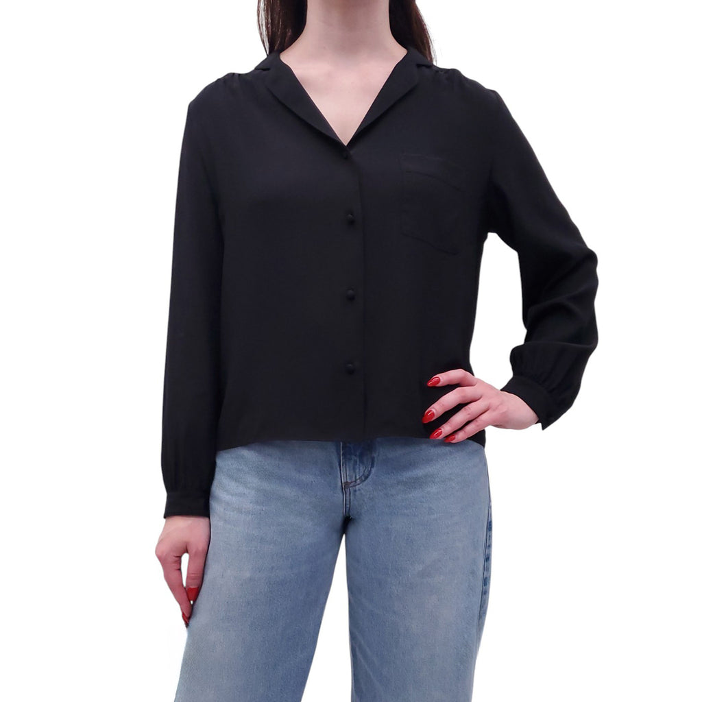 THE ROW BLACK BUTTON-UP BLOUSE - SIZE M
