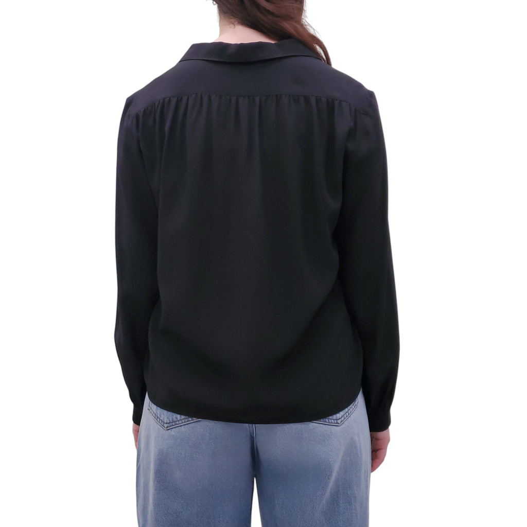 THE ROW BLACK BUTTON-UP BLOUSE - SIZE M