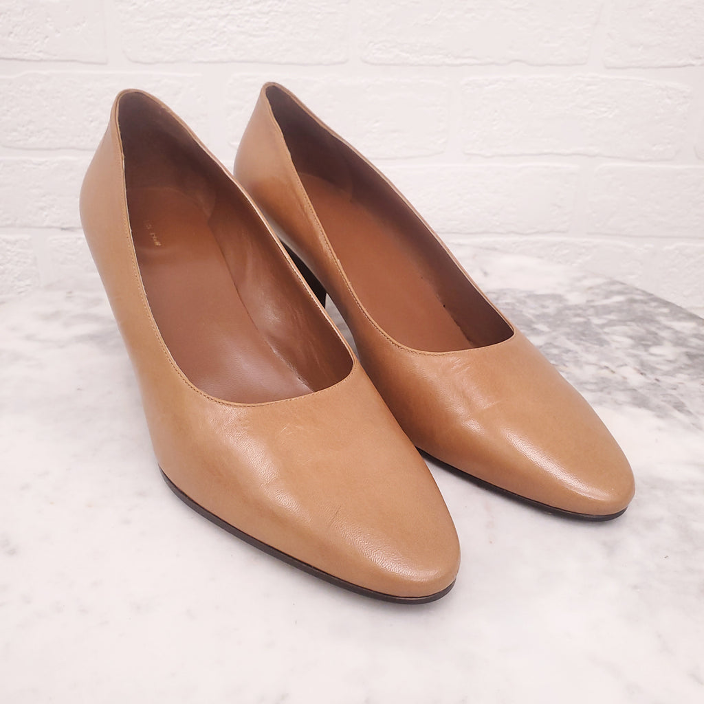 THE ROW BROWN LEATHER HEELS - SIZE 41