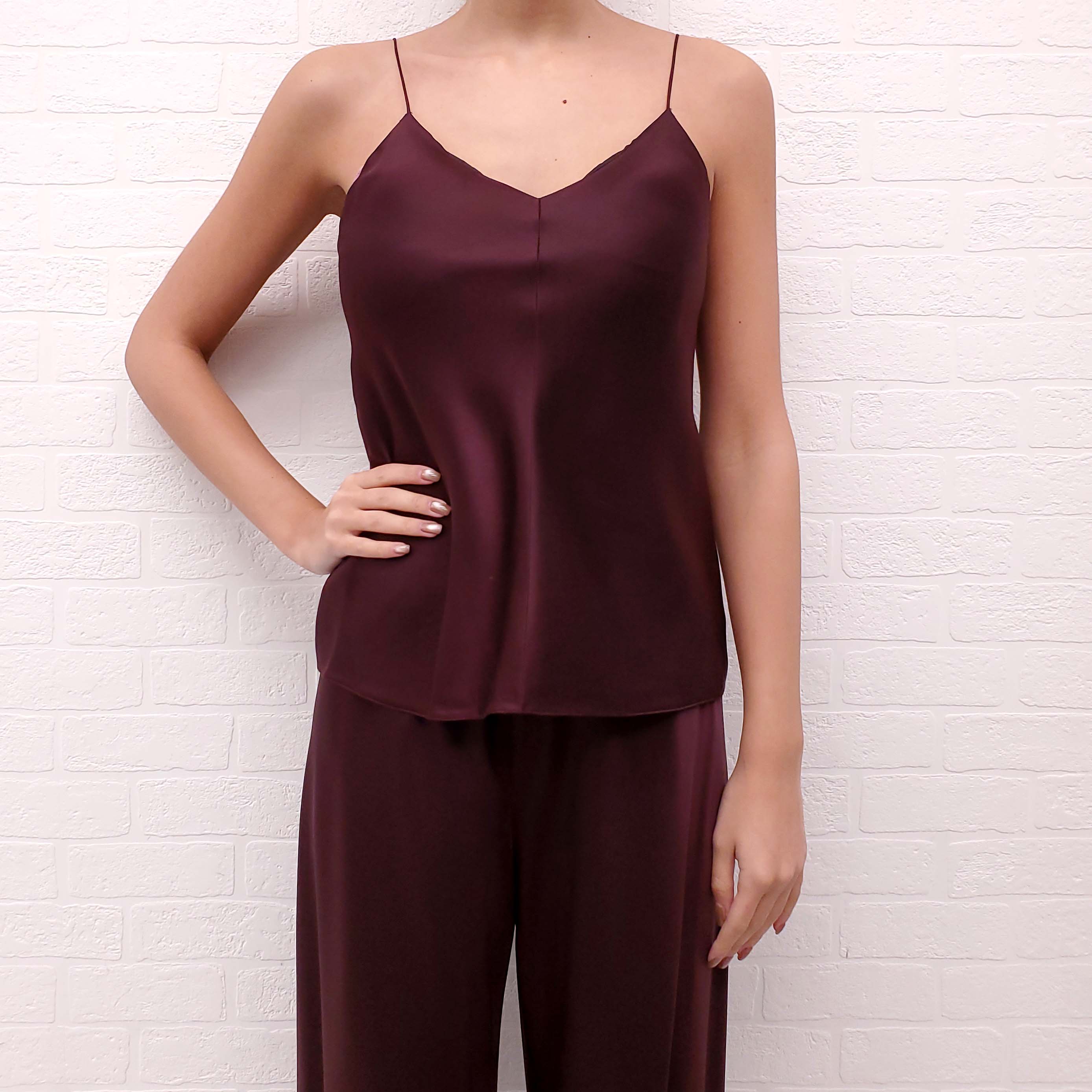 THE ROW BURGUNDY SILK TANK TOP - SIZE XS