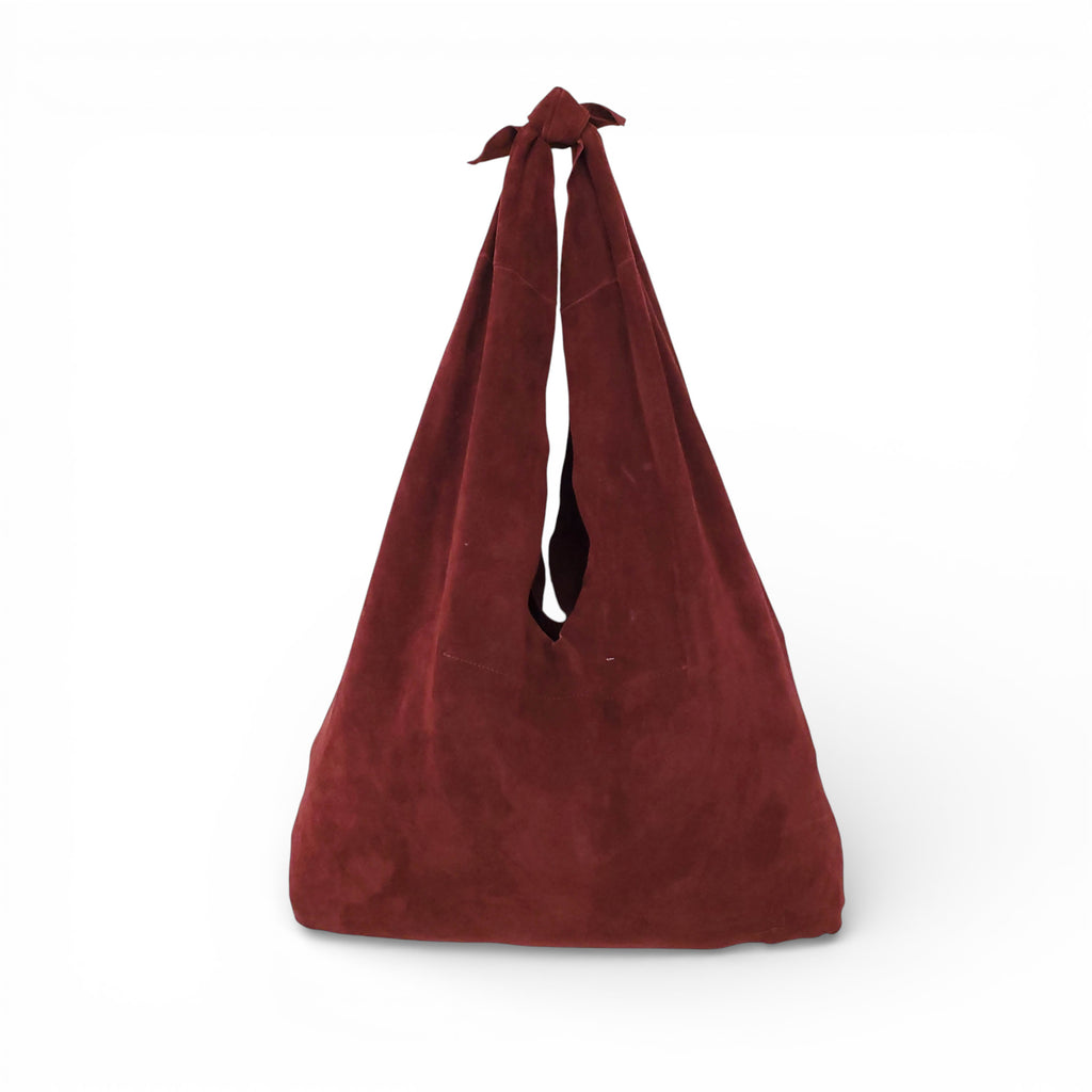 THE ROW BURGUNDY SUEDE SHOULDER BAG