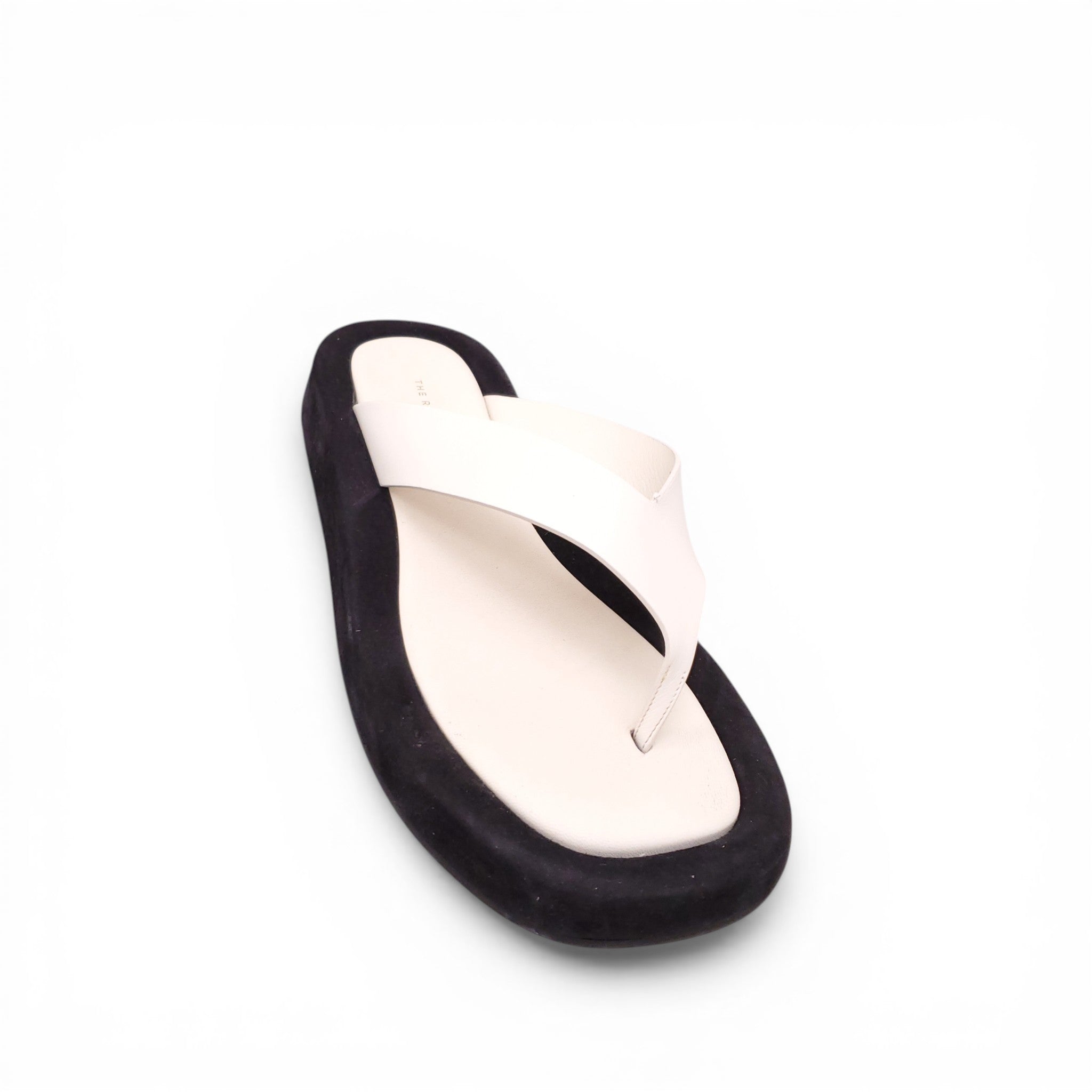 THE ROW CREAM AND BLACK GINZA THONG SANDALS - SIZE 39
