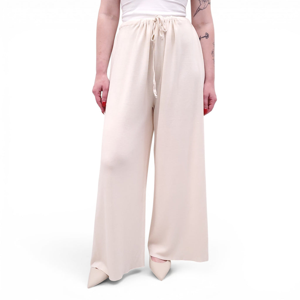 THE ROW CREAM DRAWSTRING FLOWY TROUSERS - SIZE M